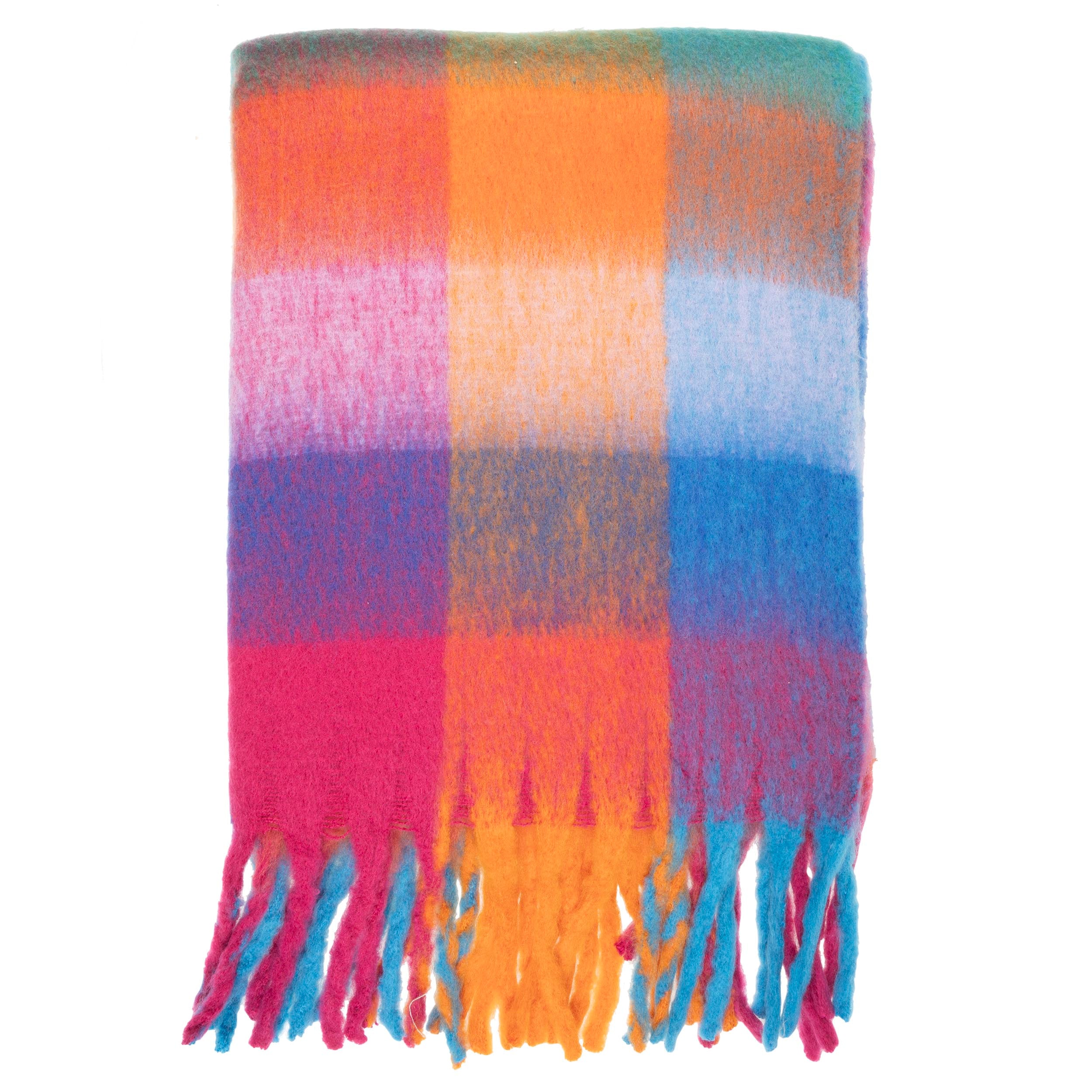 isotoner-echarpe-plaid-femme-avec-franges-multicolore-200x60-cm image 3