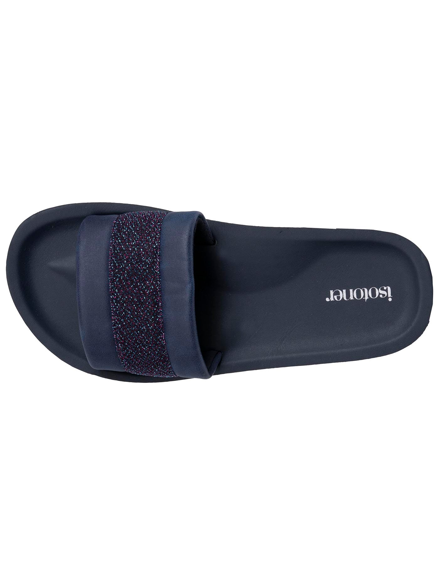 isotoner-mules-claquettes-femme-moul-es-marine-paillet image 7