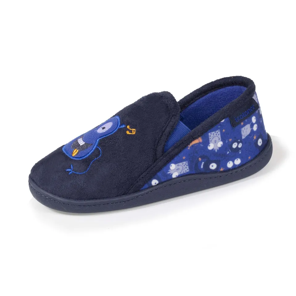 isotoner-chaussons-mocassins-enfant-monstre-su-dine-marine image 1