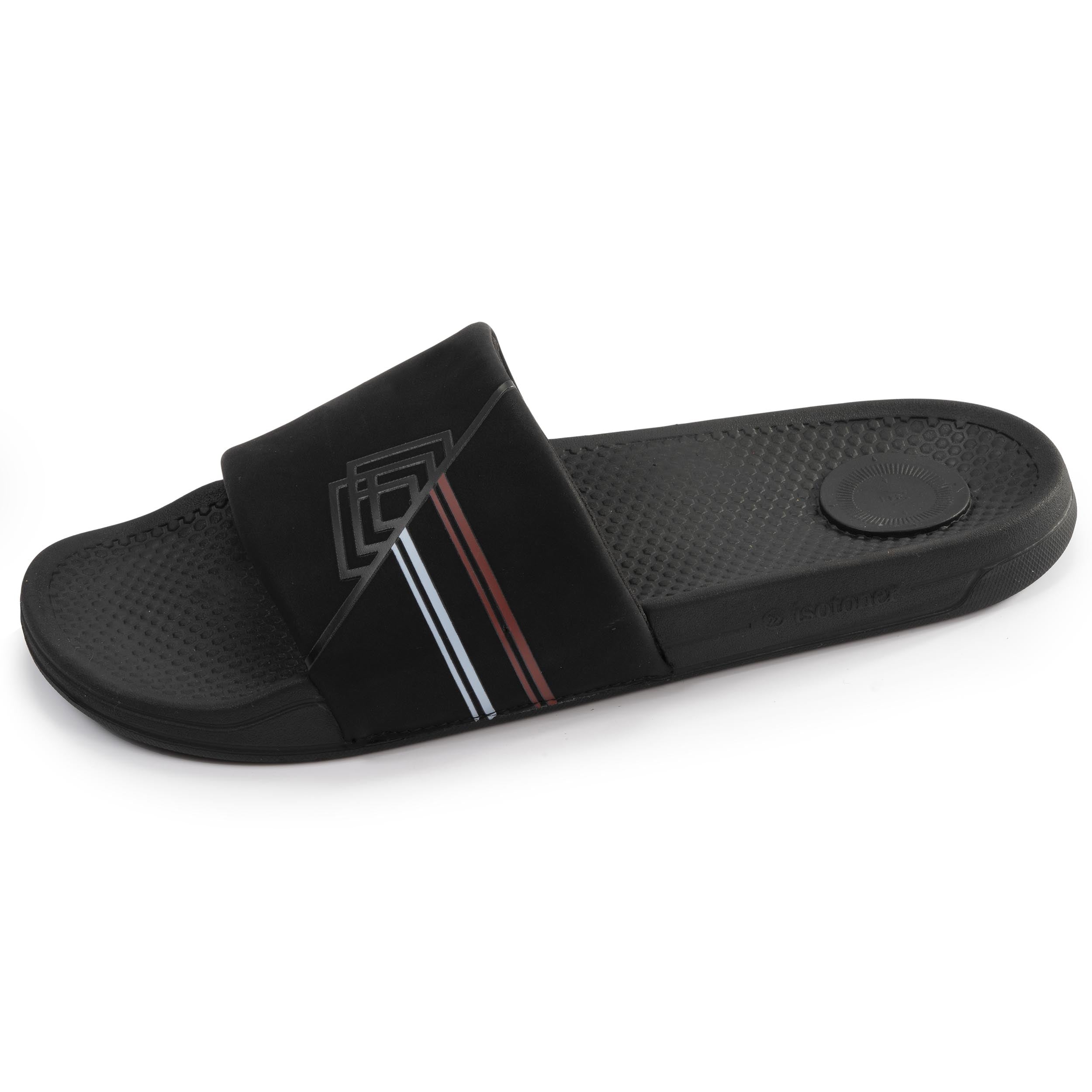 isotoner-mules-claquettes-homme-noir-logo-confort image 1