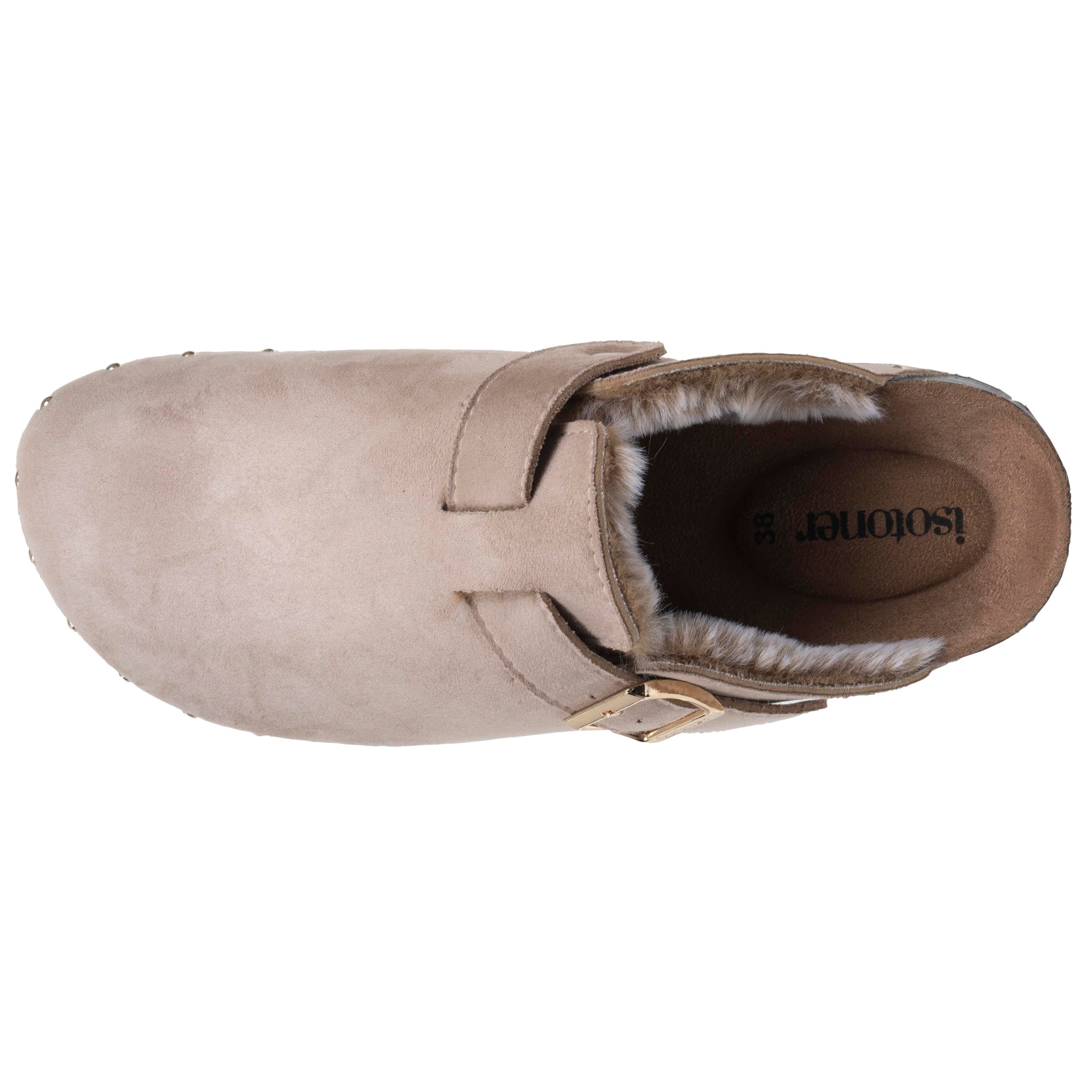 isotoner-sabots-femme-fourr-s-taupe-clous image 2