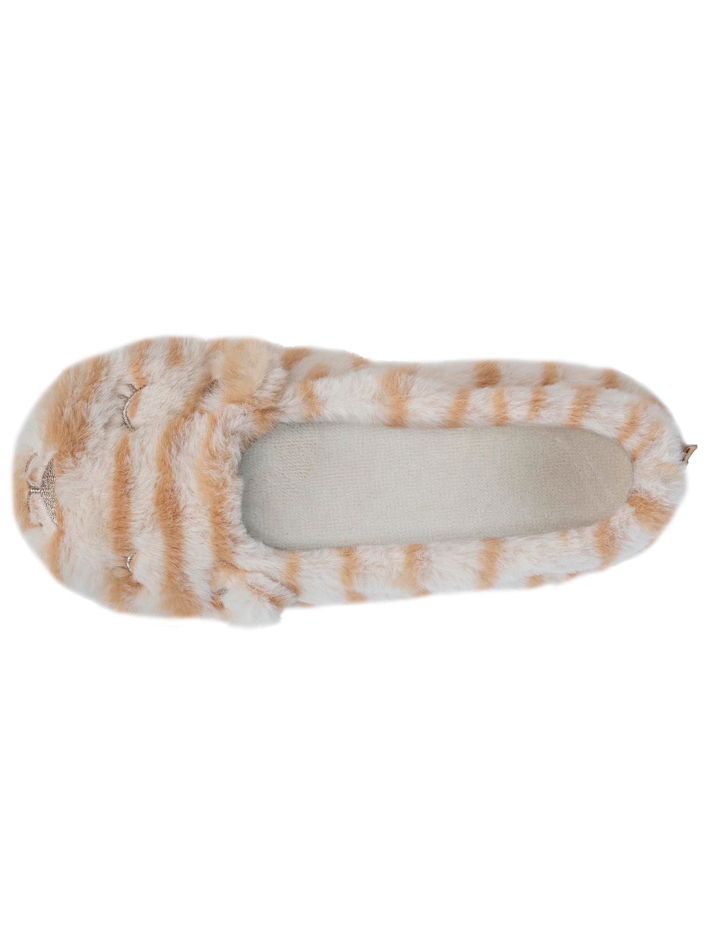 isotoner-chaussons-ballerines-femme-3d-beige-tigr-lion image 7