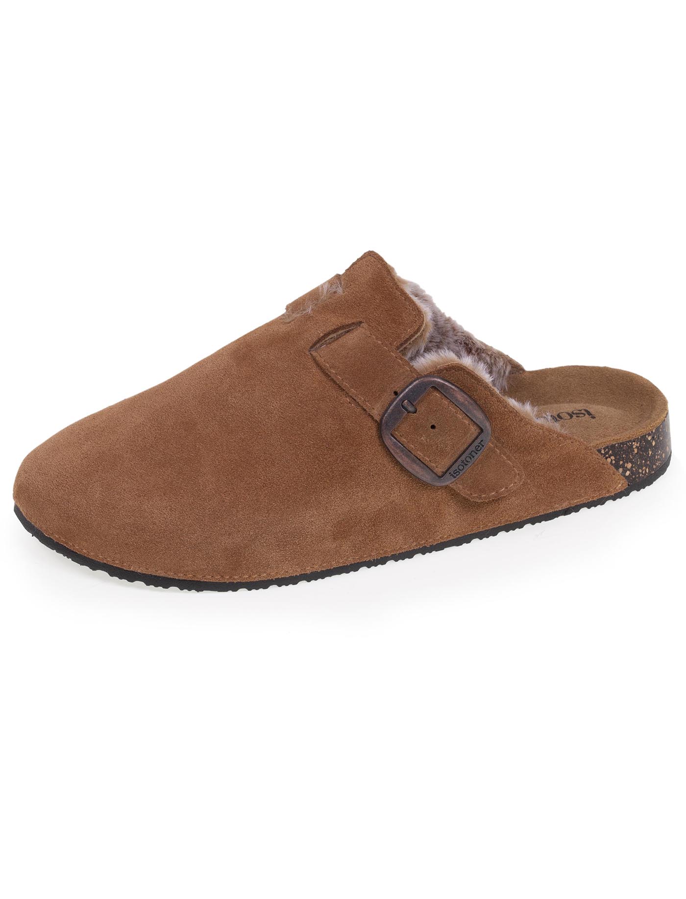 isotoner-sabots-fourr-s-cuir-femme-camel image 6