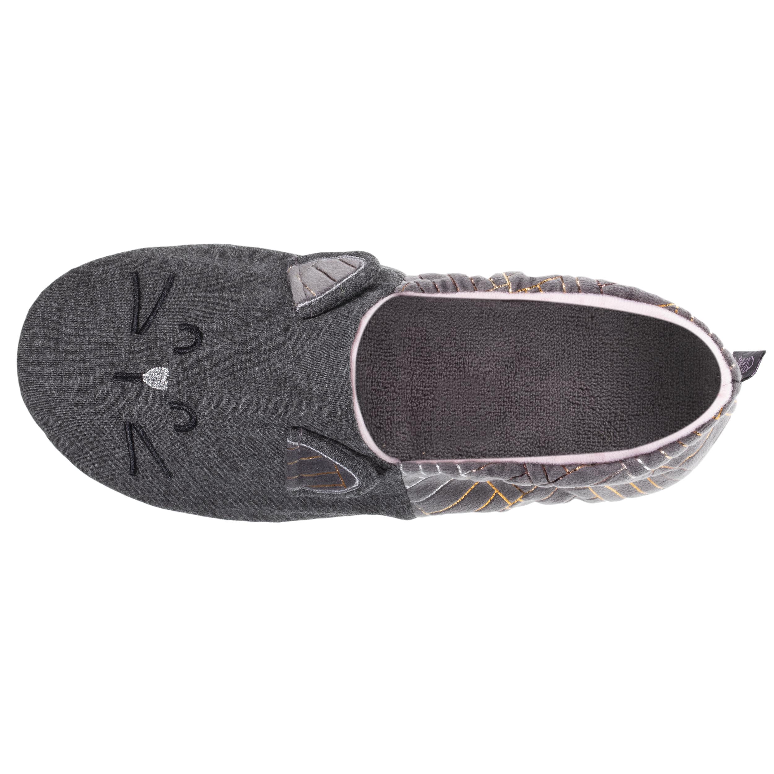 isotoner-chaussons-slippers-femme-3d-chat-gris-chin-fonc image 2