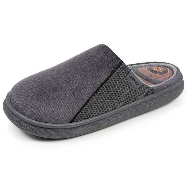 isotoner-chaussons-mules-homme-bloup-gris-chin image 1