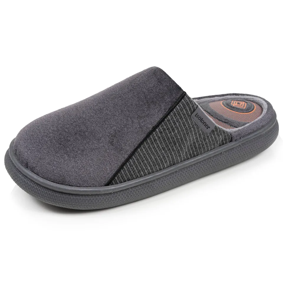 isotoner-chaussons-mules-homme-bloup-gris-chin image 1