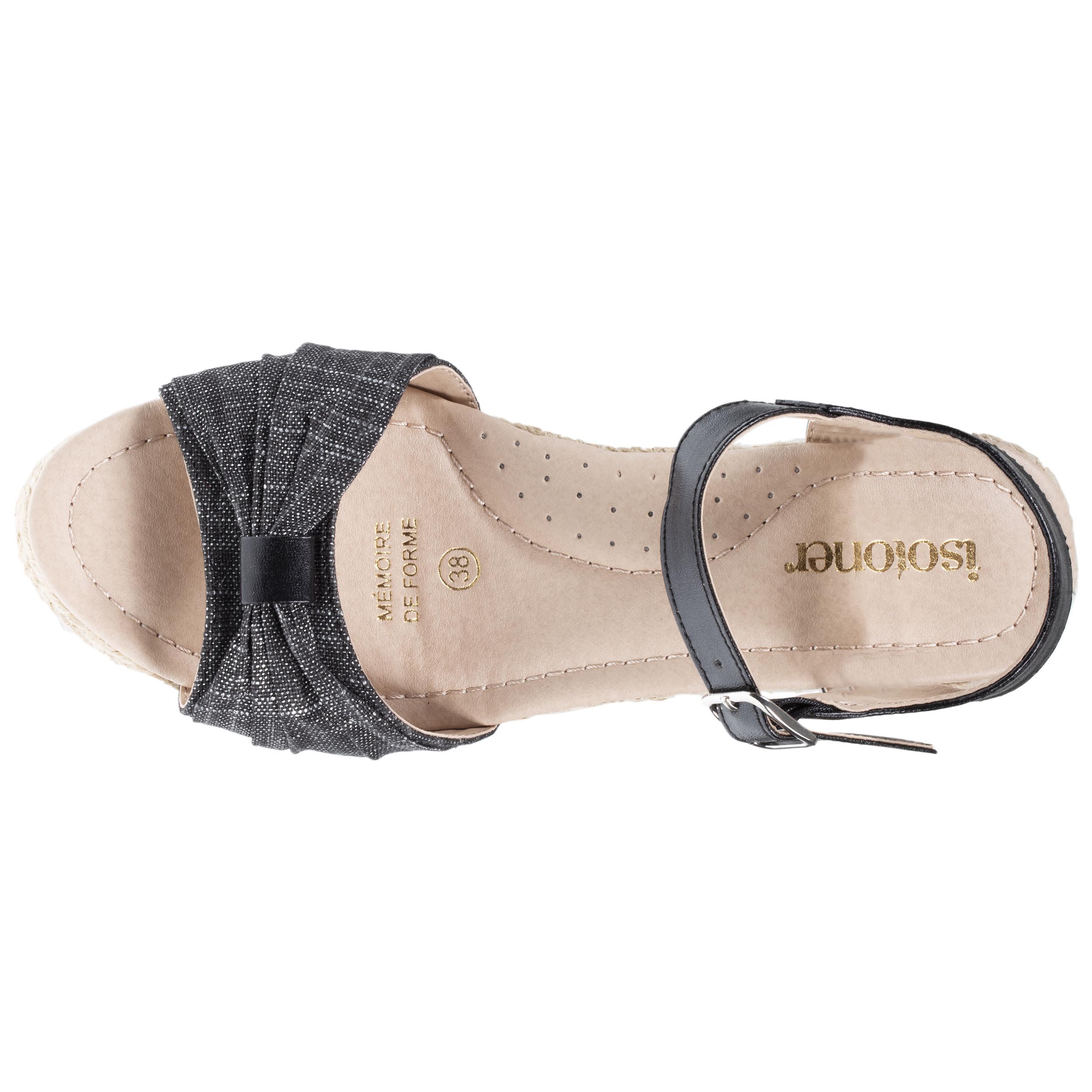 isotoner-espadrilles-femme-ouverte-talon-corde-6-cm-noir image 2