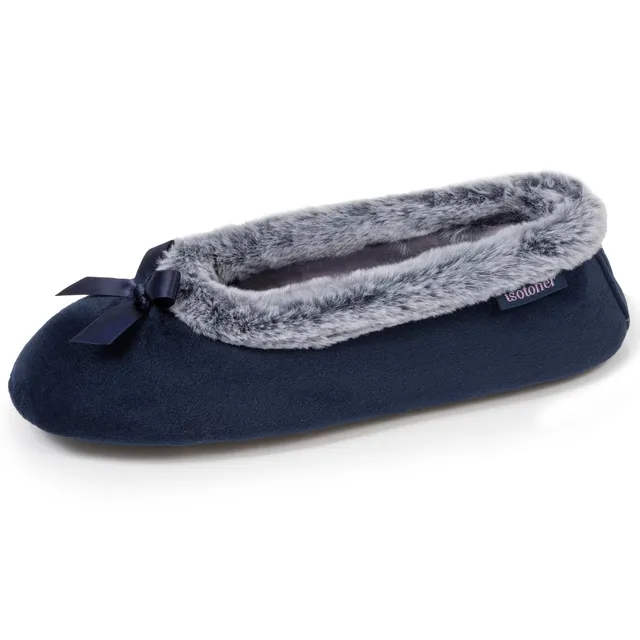 isotoner-chaussons-ballerines-femme-marine-m-moire-de-forme image 1