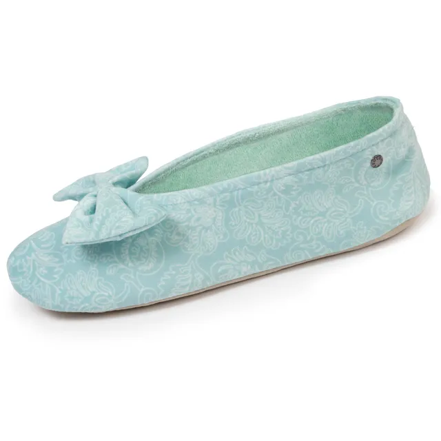 isotoner-chaussons-ballerines-grand-n-ud-femme-vert-eau image 1
