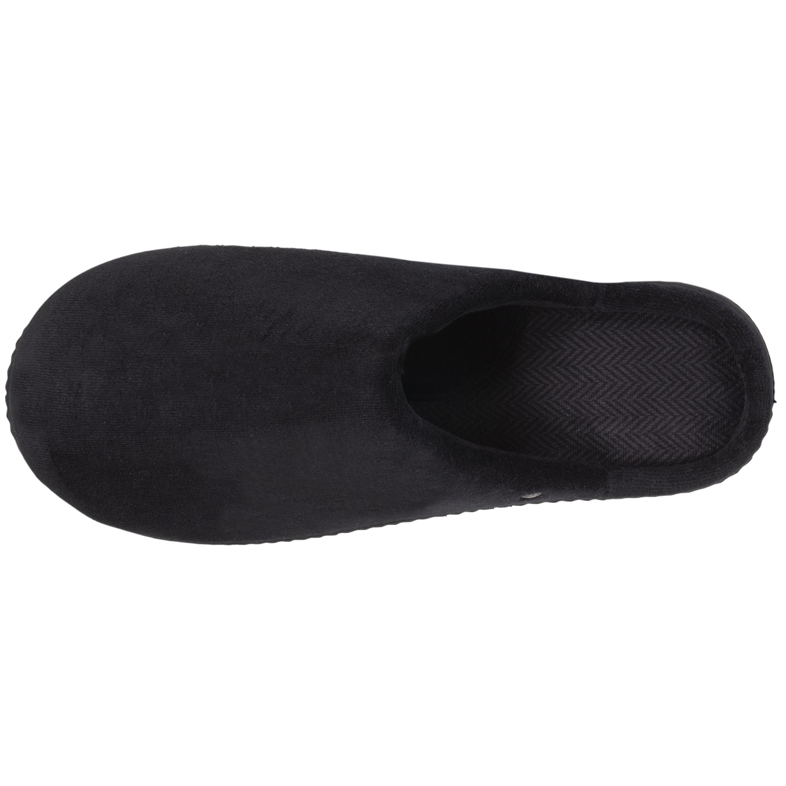 isotoner-chaussons-mules-homme-noir-chevrons-coton-bio image 3