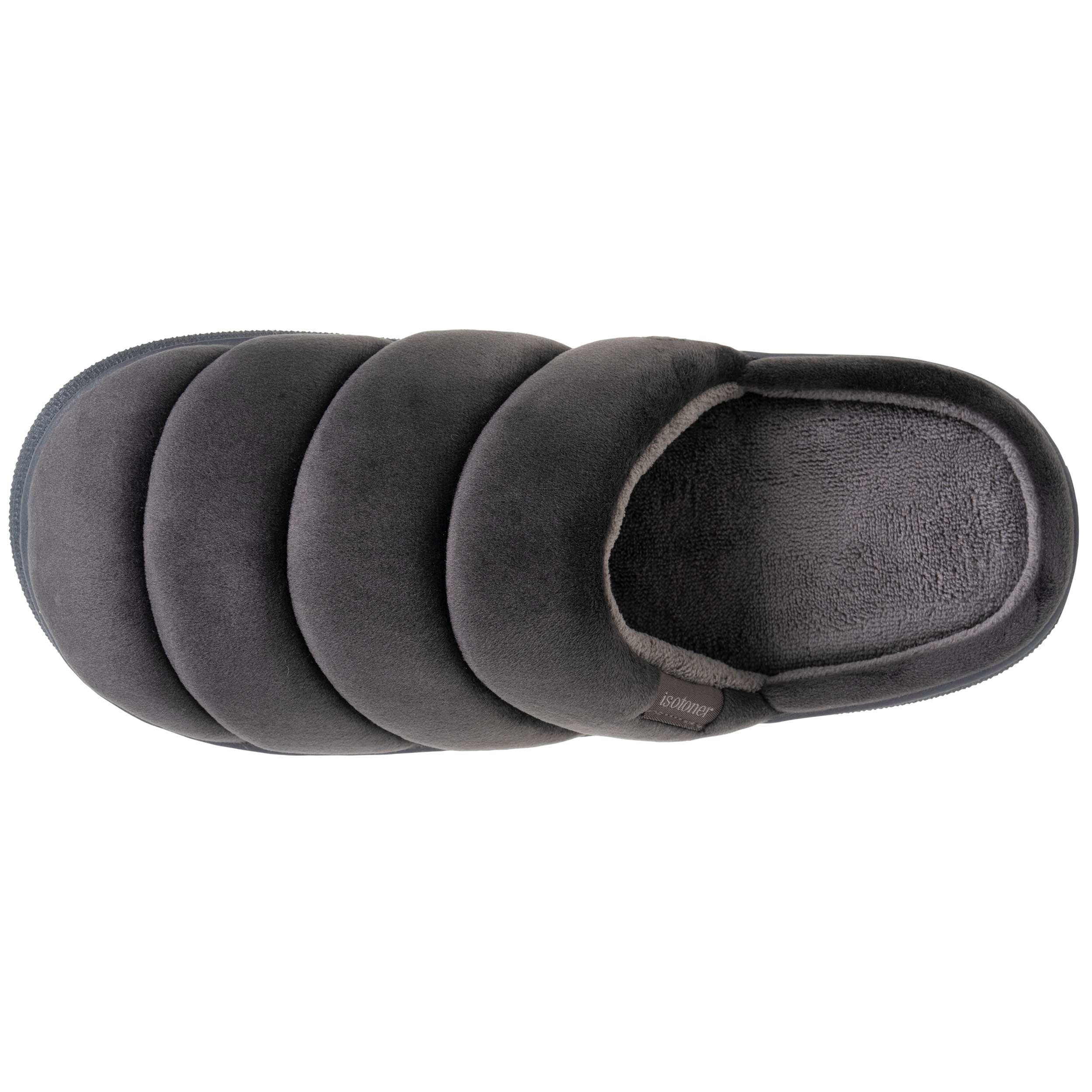 isotoner-chaussons-mules-homme-bloup-gris-velours-confort image 3