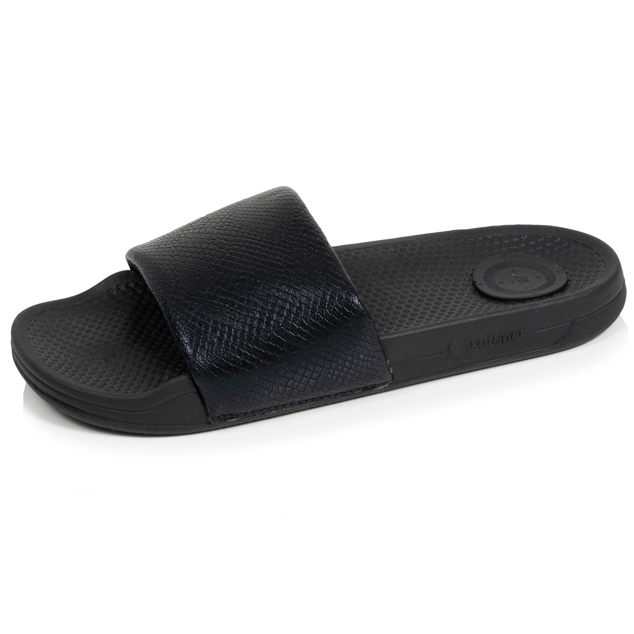 isotoner-mules-claquettes-femme-everywear-noir-serpent image 1