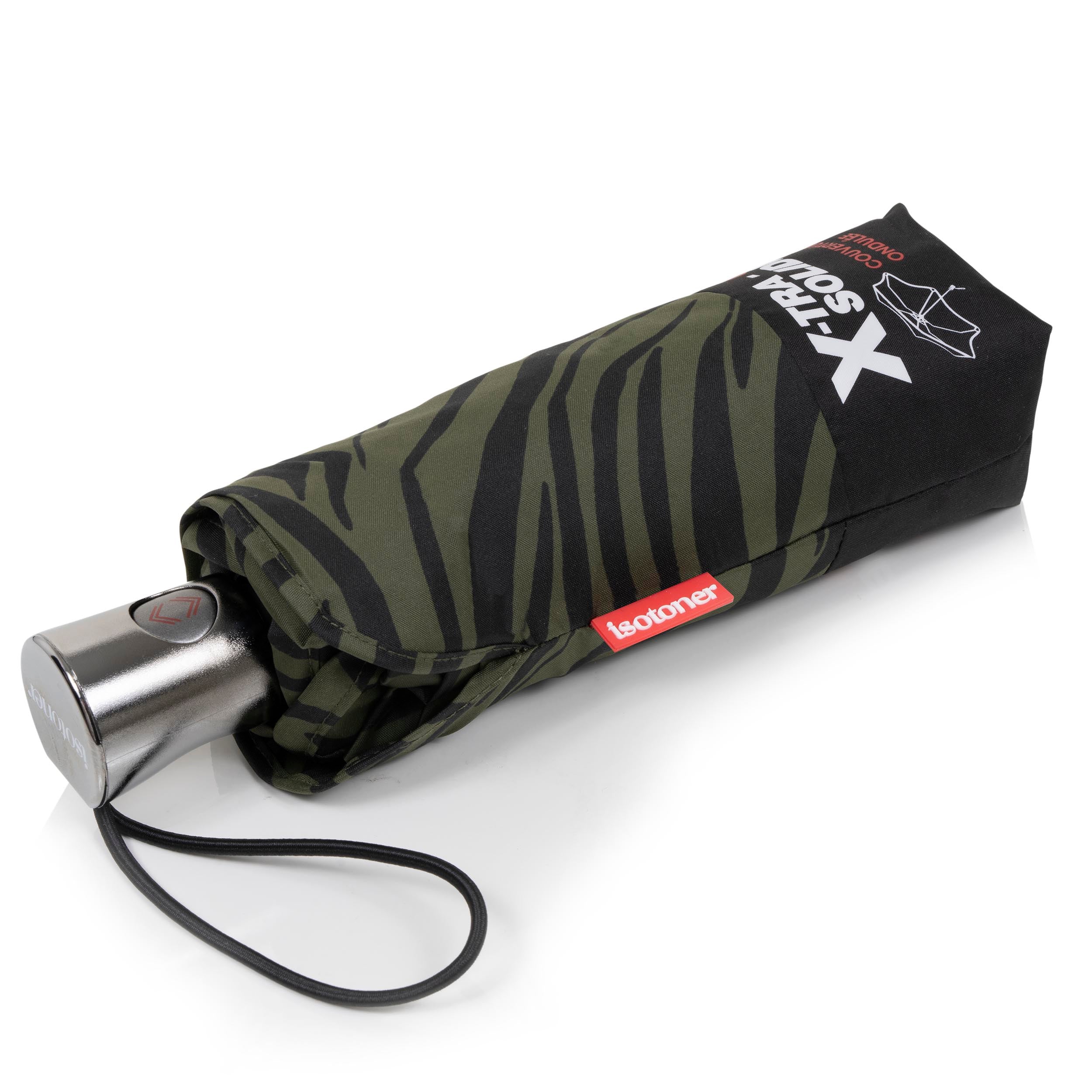 isotoner-parapluie-x-tra-solide-23-cm-z-bre-kaki image 1