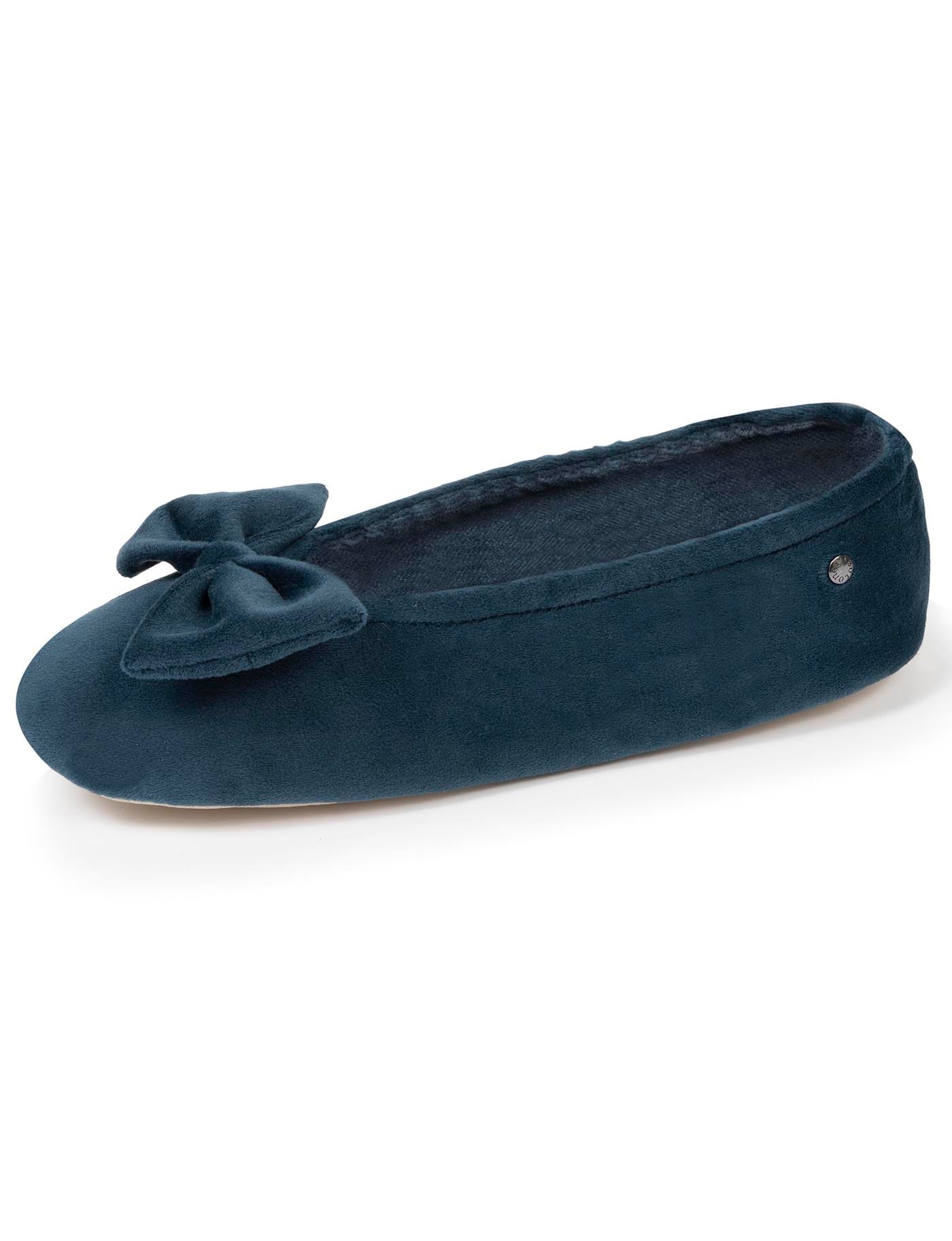 isotoner-chaussons-ballerines-femme-grand-n-ud-bleu-canard image 6