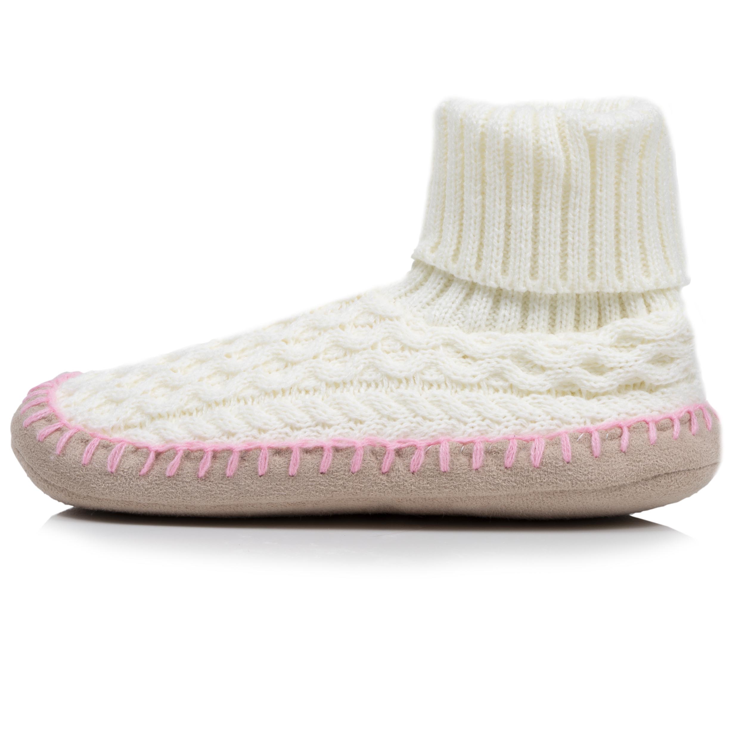 isotoner-chaussons-scandinaves-femme-maille-ivoire image 3