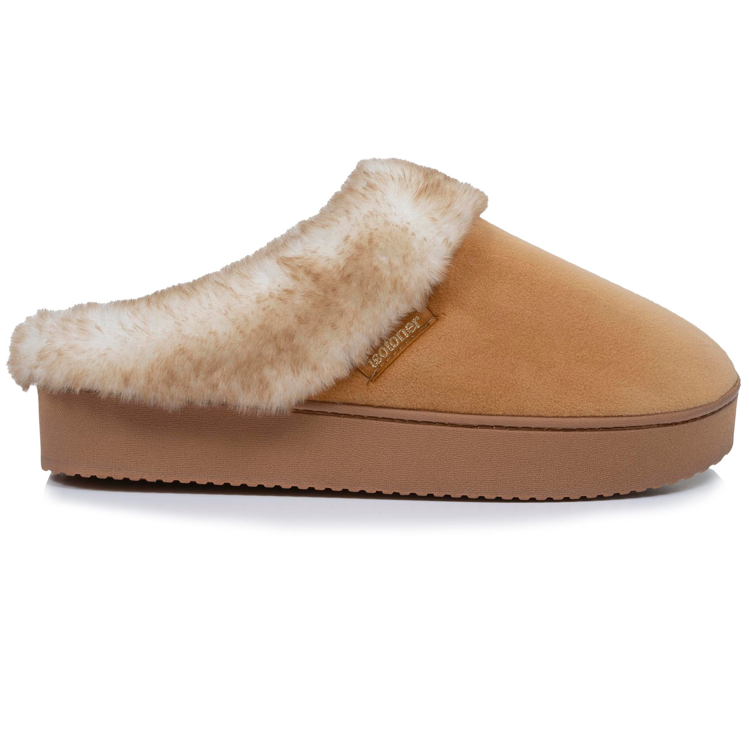 isotoner-chaussons-mules-femme-talon-plateforme-camel image 8