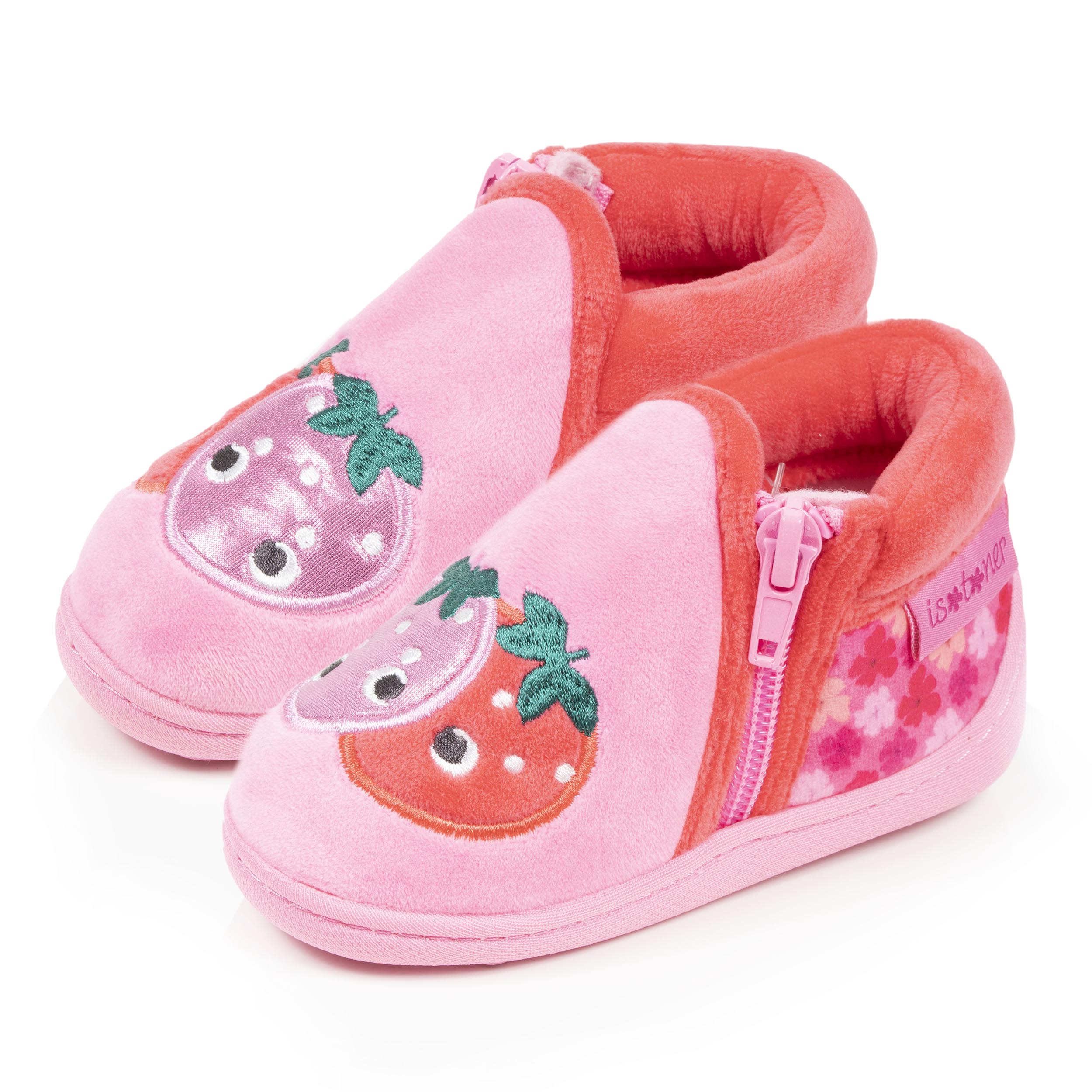 isotoner-chaussons-bottillons-zip-b-b-fraise-rose image 1