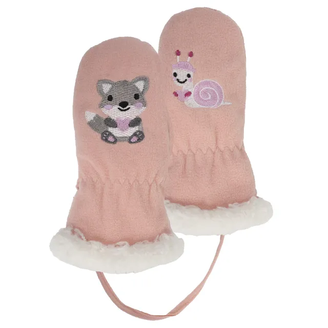 isotoner-moufles-enfant-2-4-ans-polaire-renard-rose image 1