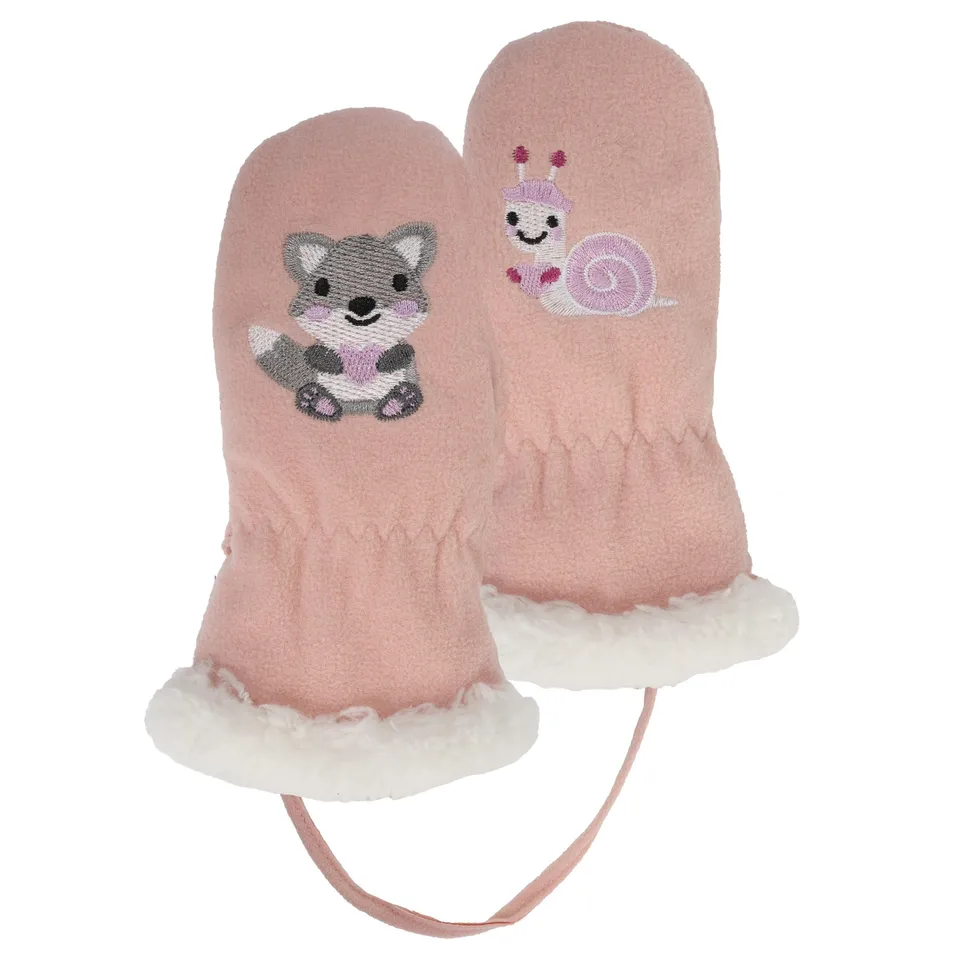 isotoner-moufles-enfant-2-4-ans-polaire-renard-rose image 1