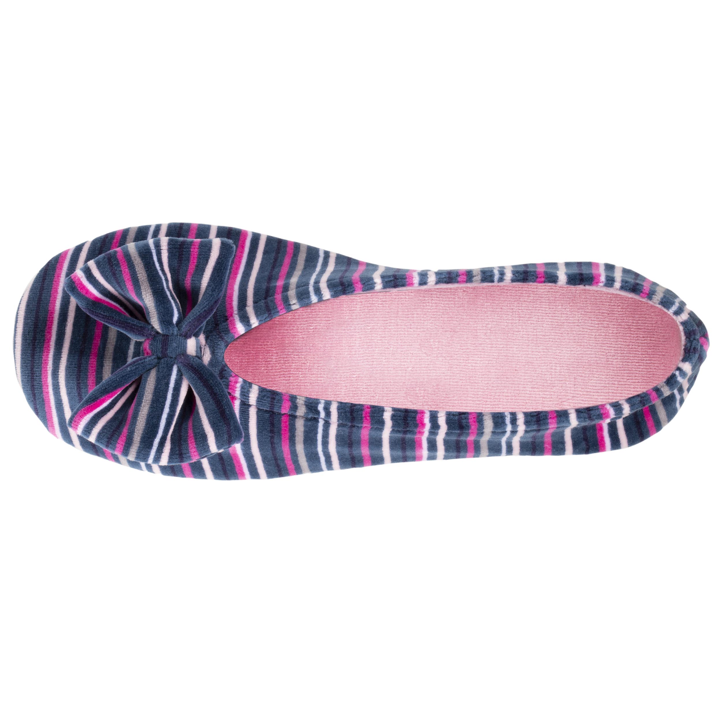 isotoner-chaussons-ballerines-femme-rayures-bleues image 3