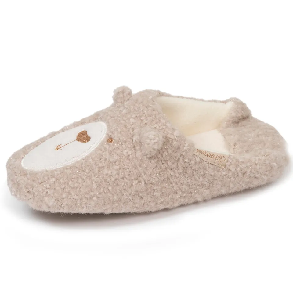 isotoner-chaussons-babouches-femme-ours-beige image 1
