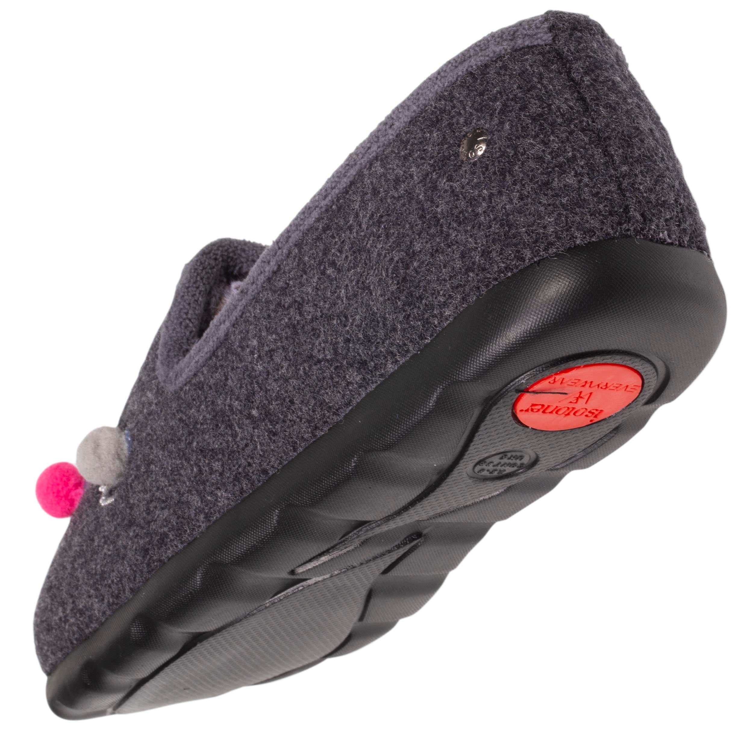 isotoner-chaussons-charentaises-femme-gris-fantaisie-chat image 5