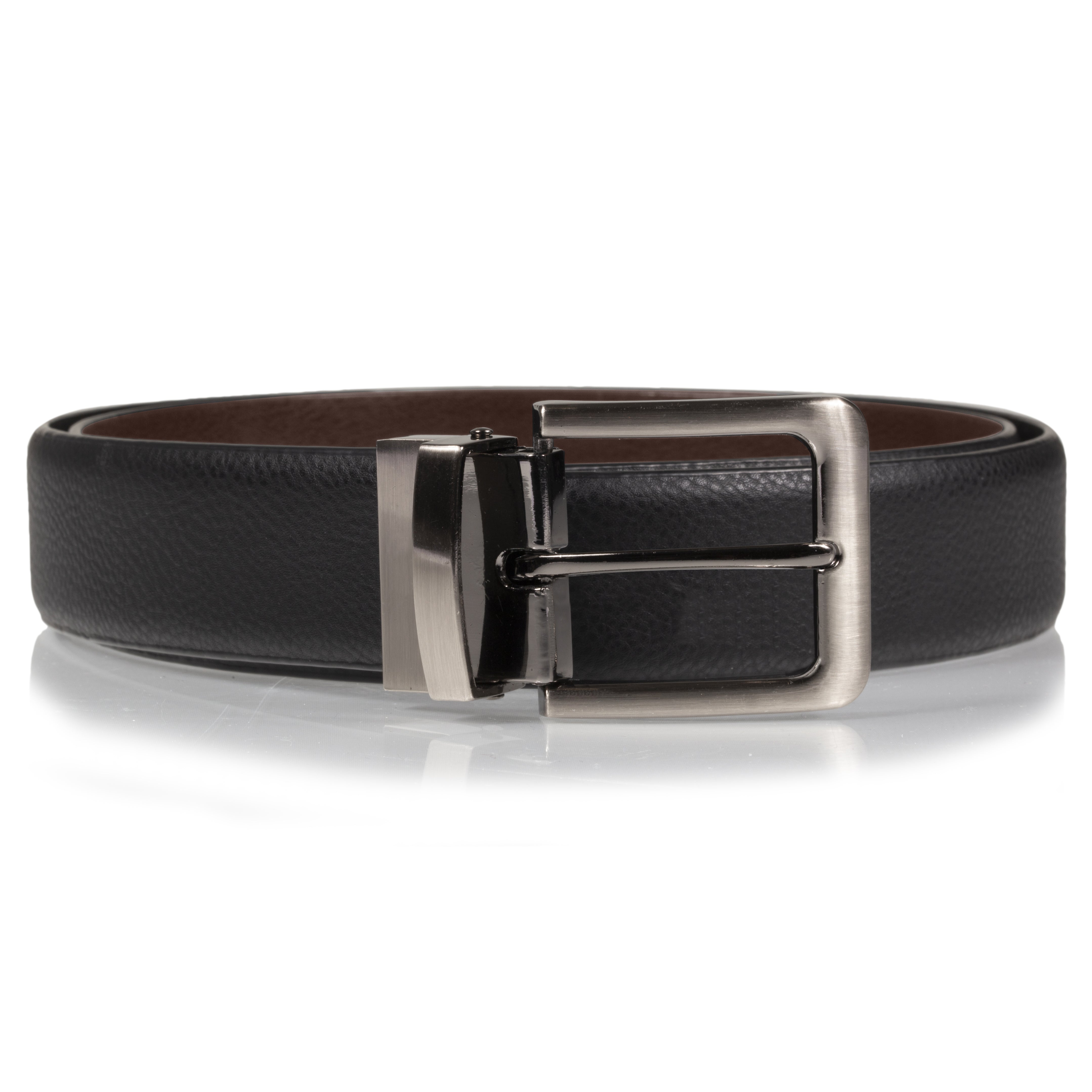 isotoner-ceinture-homme-2-en-1-grain-noir-marron image 1