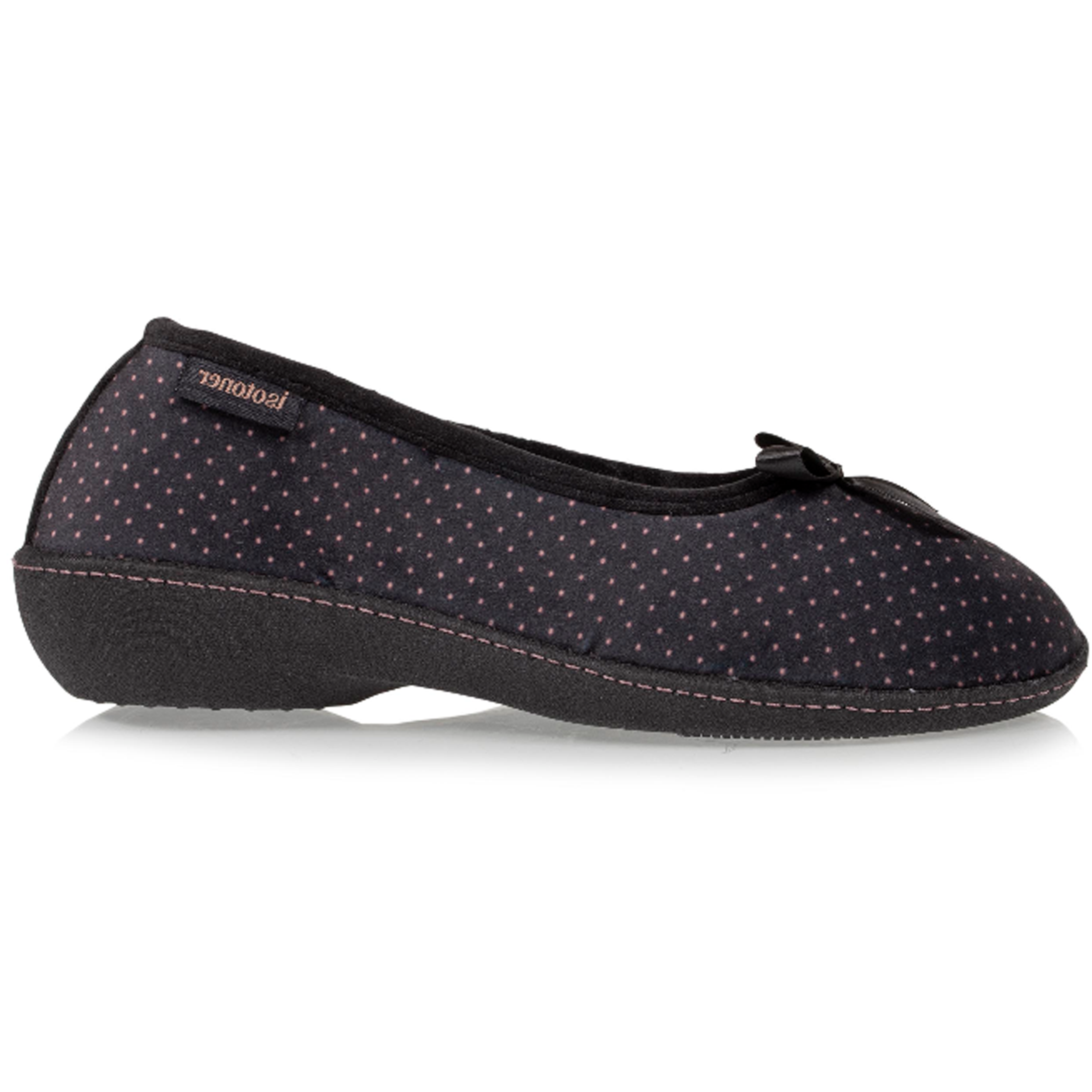 isotoner-chaussons-ballerines-talon-femme-noir-pois image 8