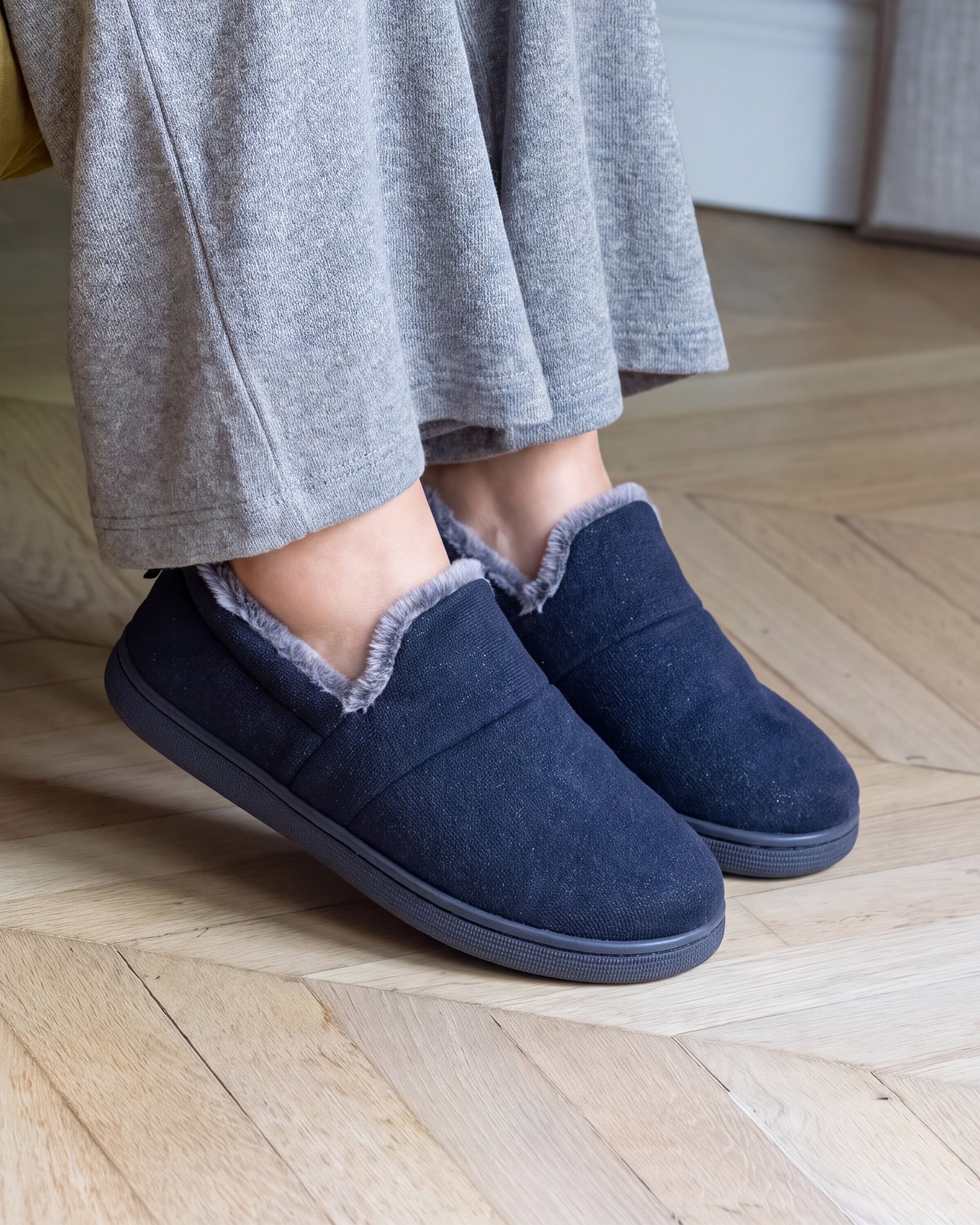 isotoner-chaussons-slippers-femme-bloup-marine-confort-longue-dur-e image 2