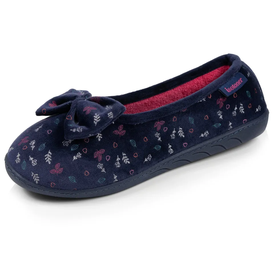 isotoner-chaussons-ballerines-femme-marine-m-moire-de-forme-2 image 1