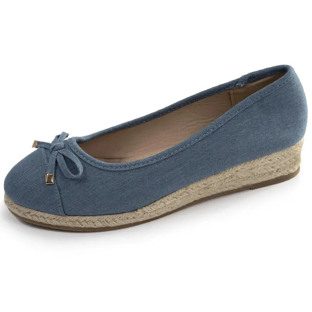 isotoner-ballerines-femme-corde-talon-compens-4cm-bleu image 1