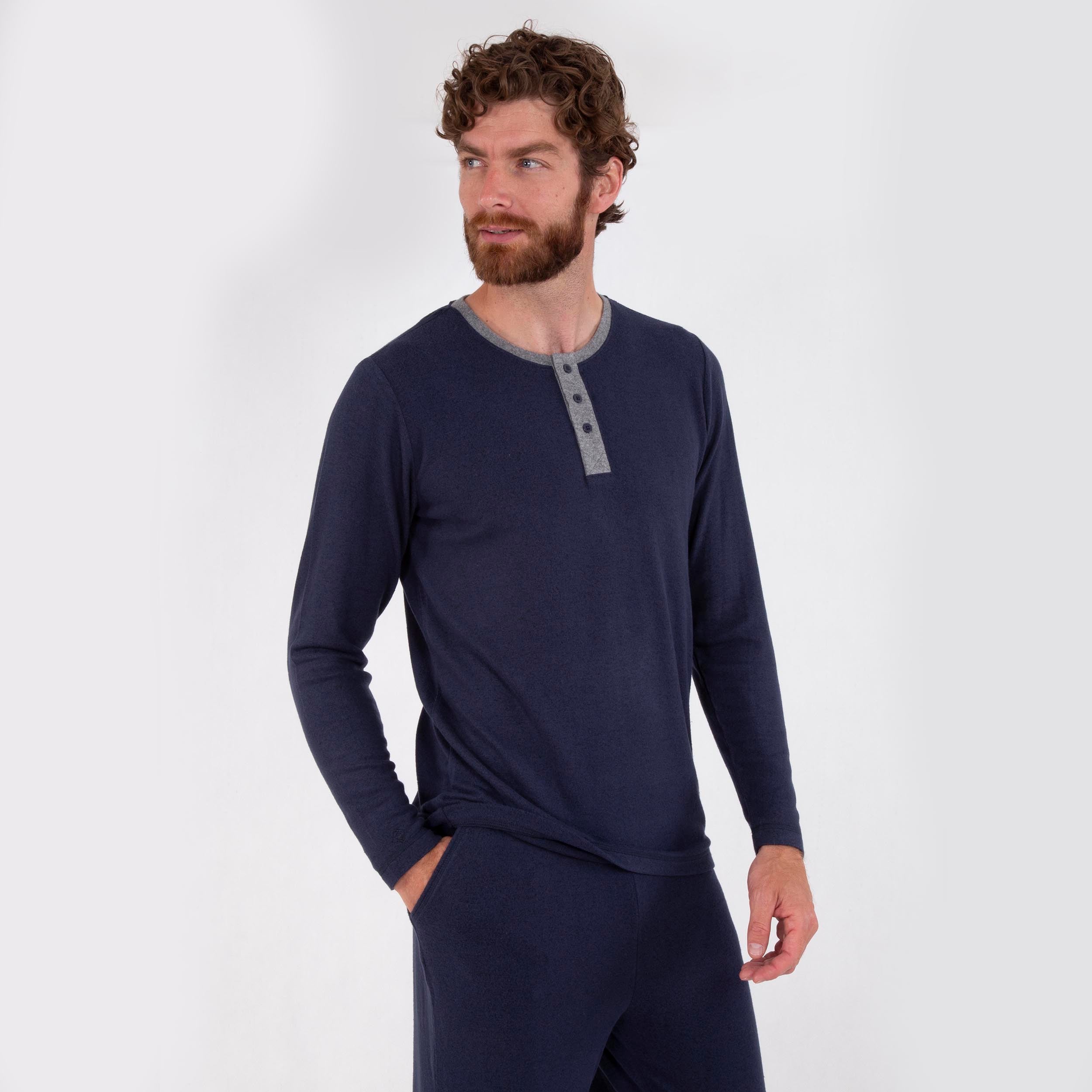 isotoner-t-shirt-manches-longues-homme-marine-ecovero image 1