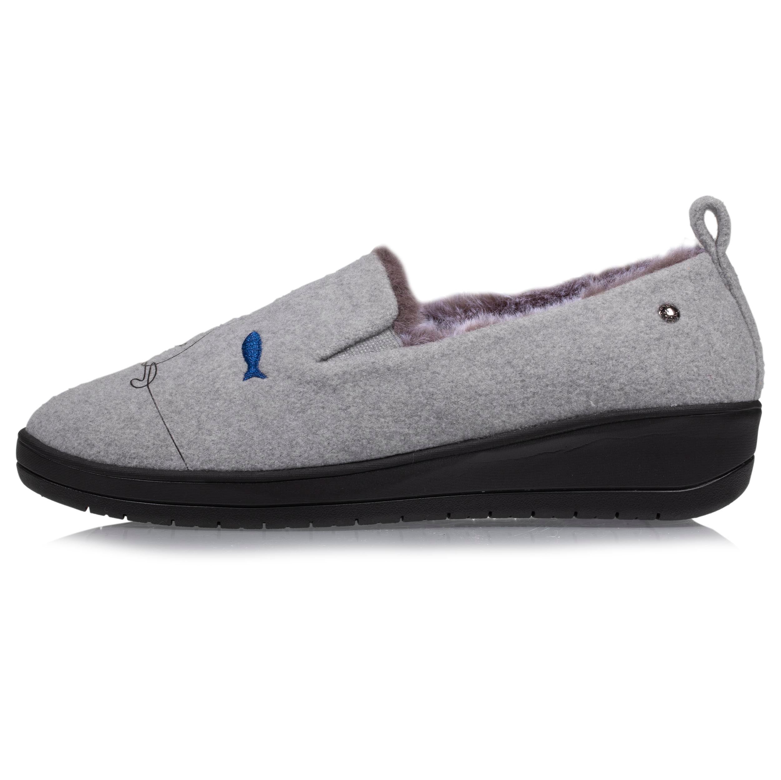 isotoner-chaussons-slippers-talon-femme-gris-chat-4-5-cm image 3