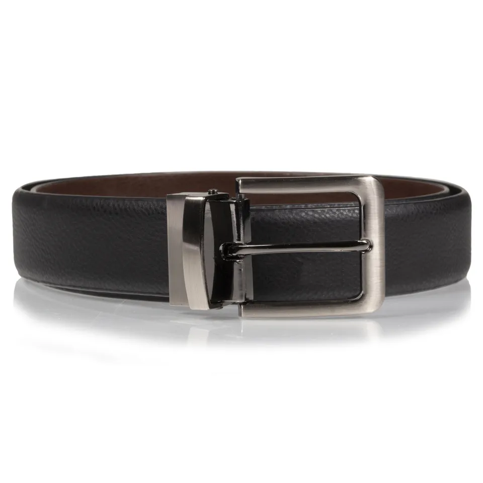isotoner-ceinture-homme-2-en-1-grain-noir-marron image 1