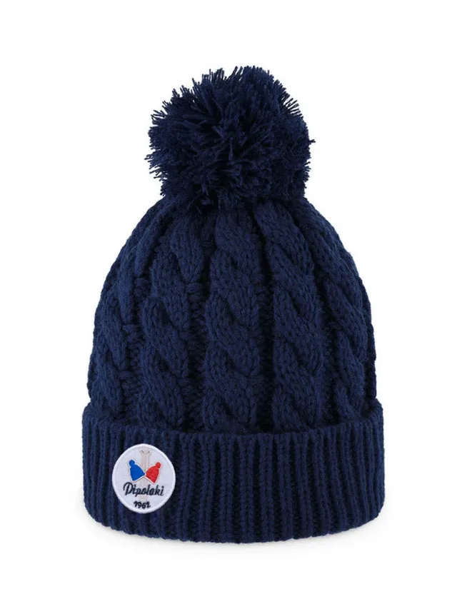 pipolaki-bonnet-gstaad-pompon-maille-torsad-e-doubl-e-polaire image 1