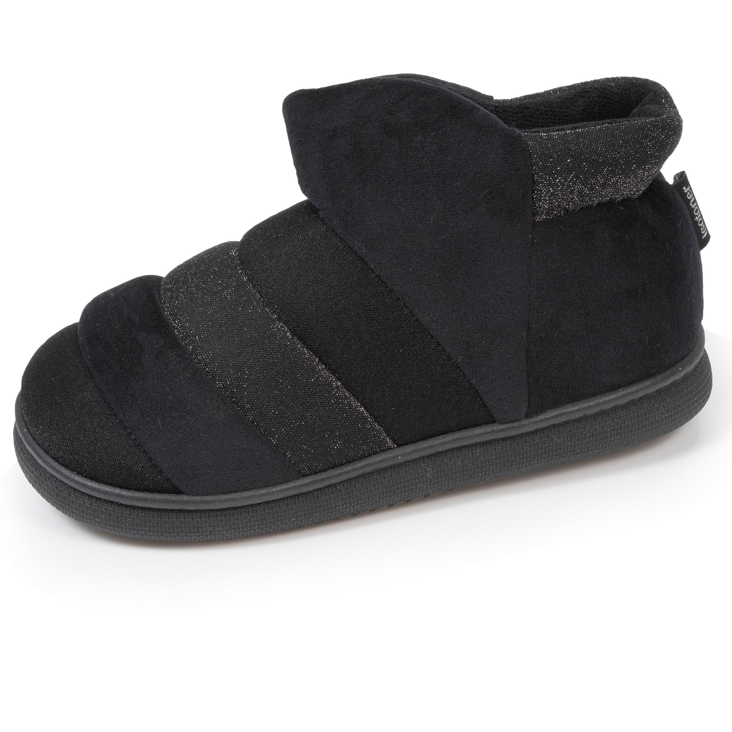 isotoner-chaussons-bottillons-femme-bloup-noir-velours image 1