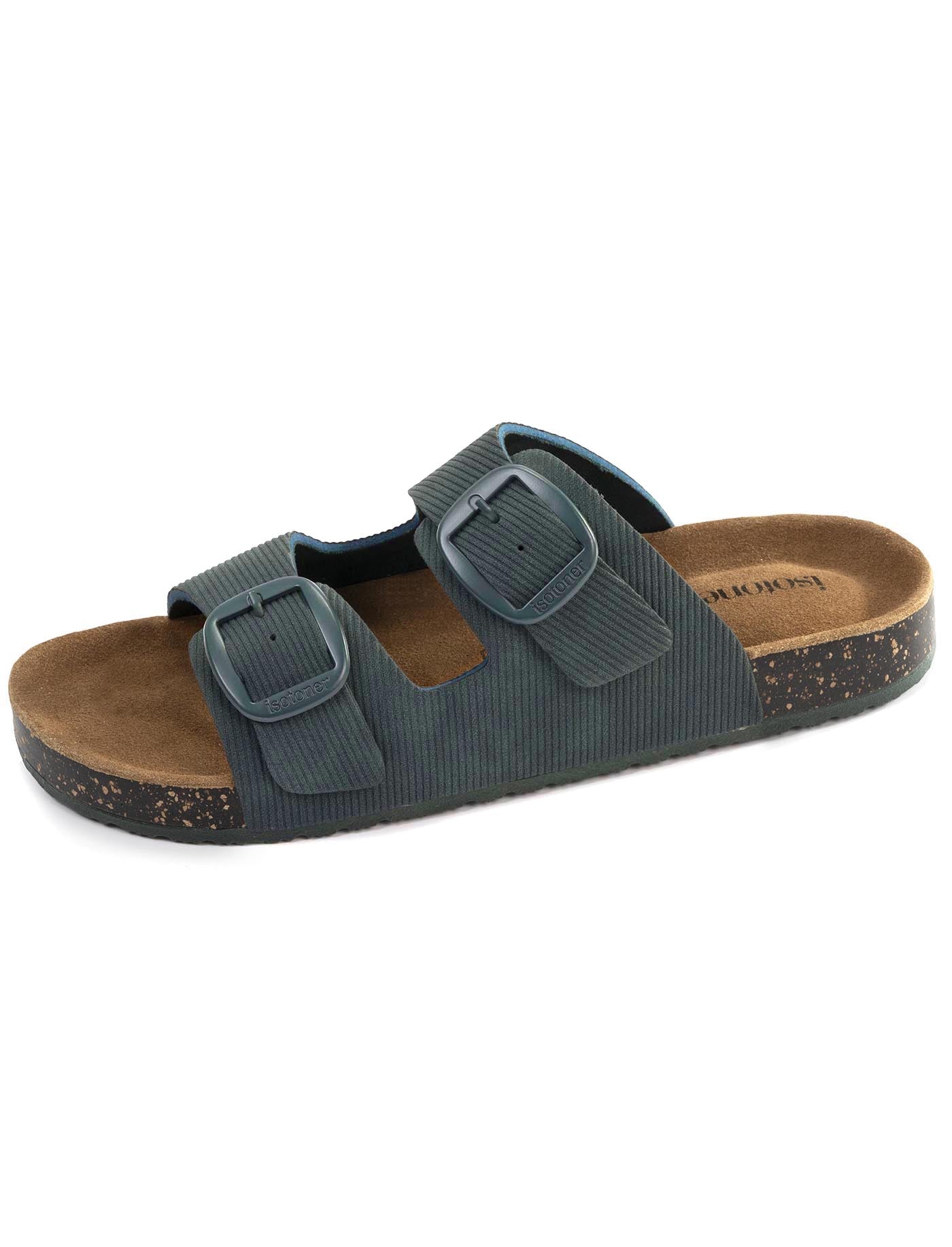 isotoner-mules-sandales-femme-double-bride-bleu-canard image 6