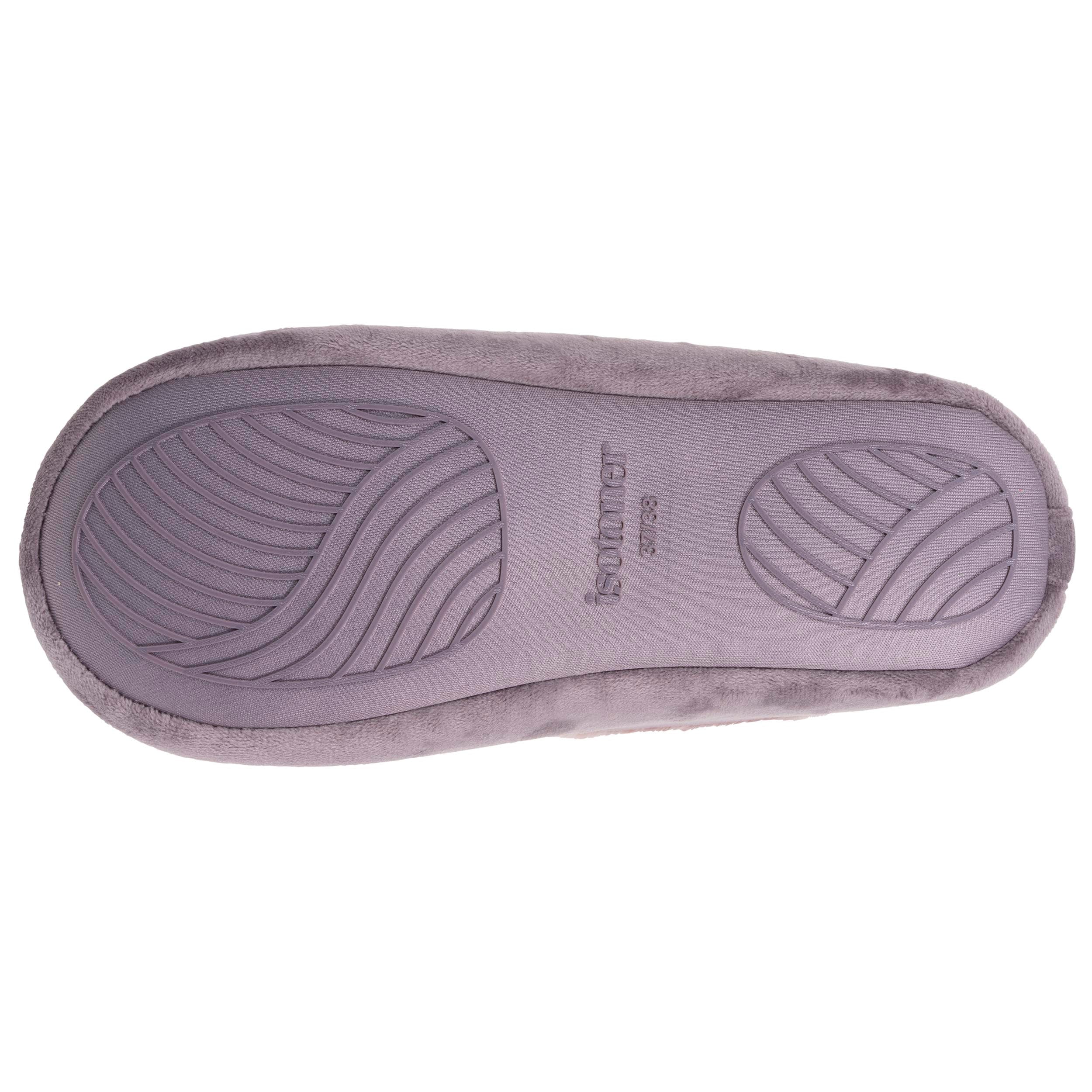 isotoner-chaussons-ballerines-femme-microvelours-taupe image 4