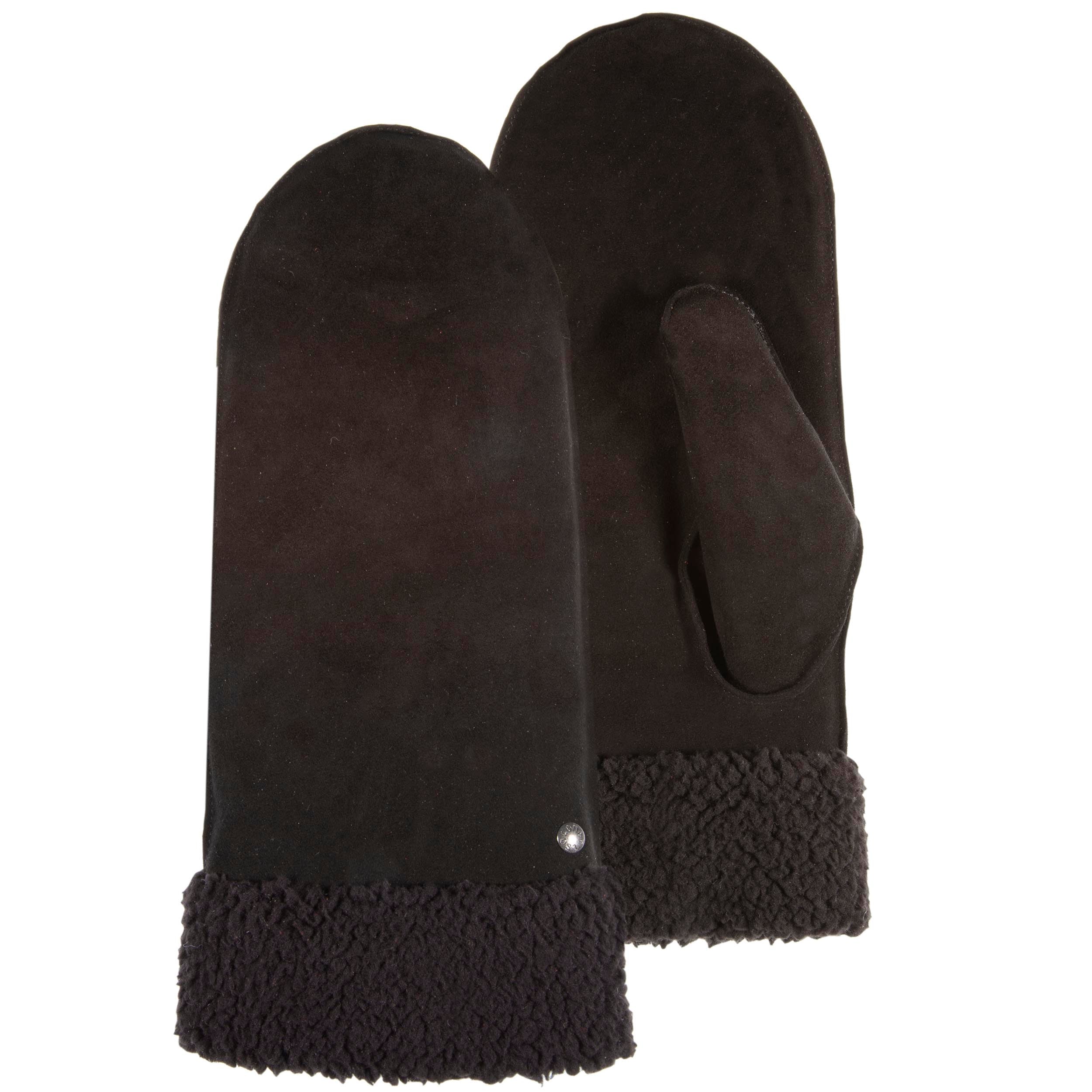isotoner-moufles-femme-cuir-noir-imitation-fourrure image 1