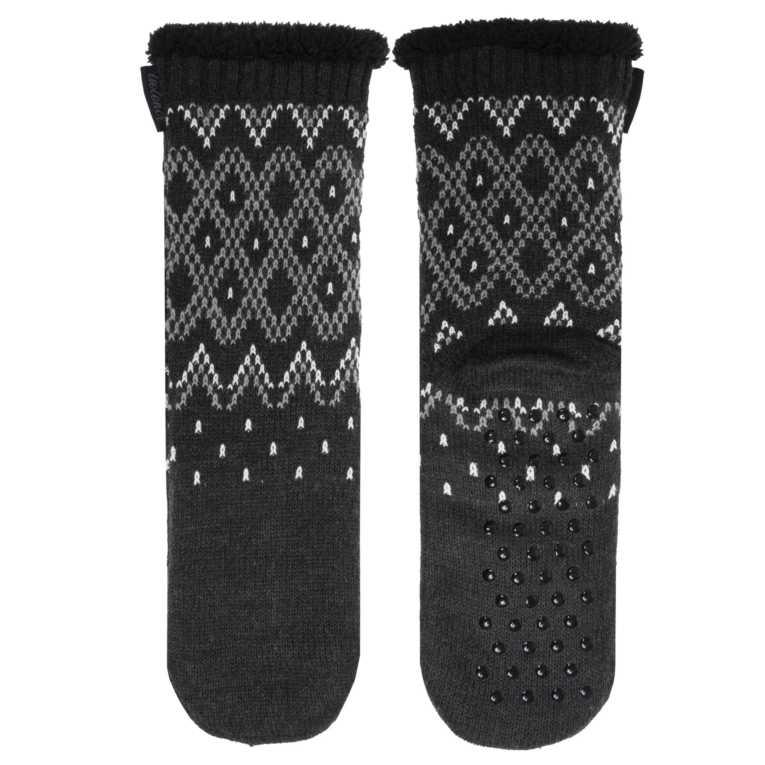 isotoner-chaussettes-fourr-es-homme-jacquard-gris image 2
