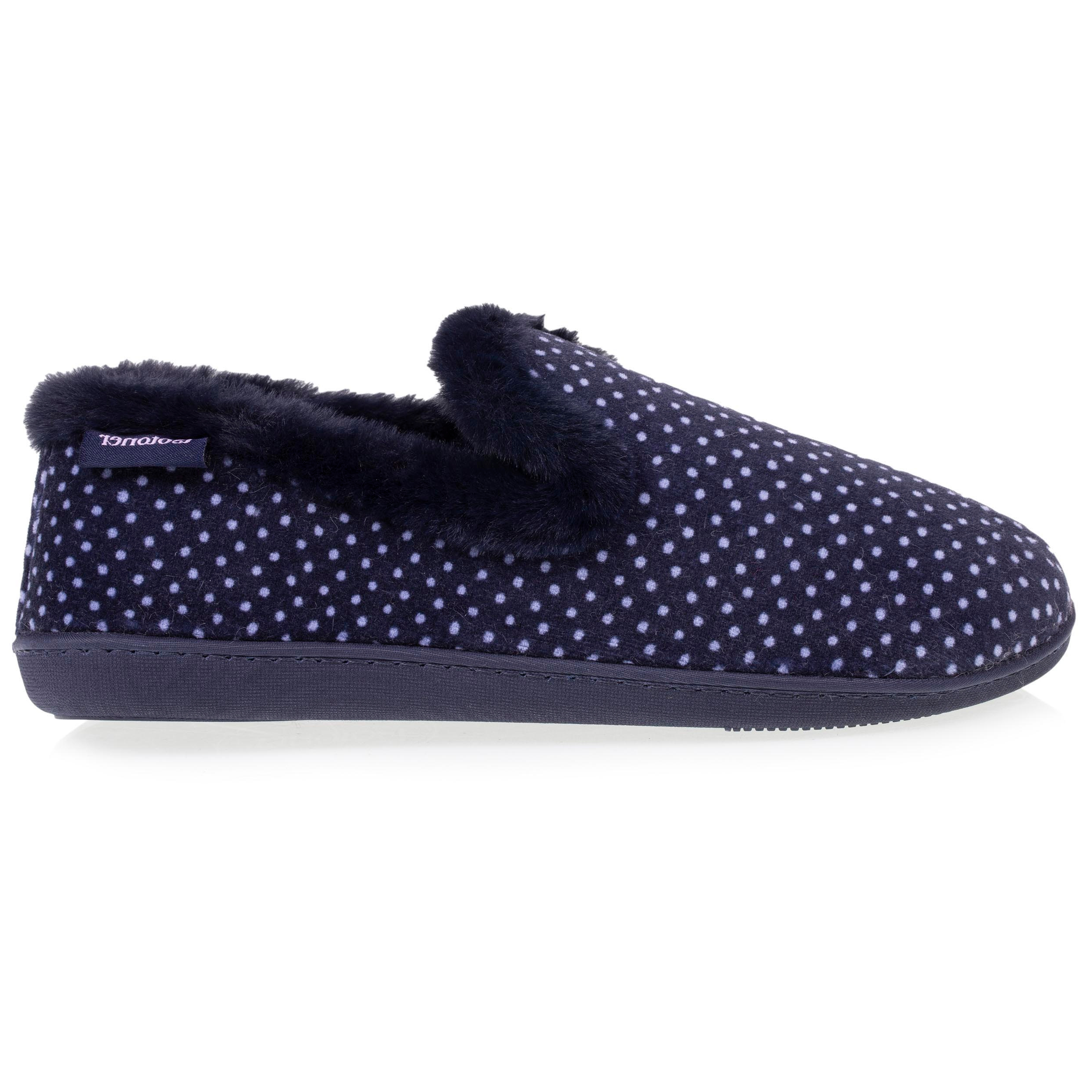 isotoner-chaussons-charentaises-femme-pois-marine-velours image 8