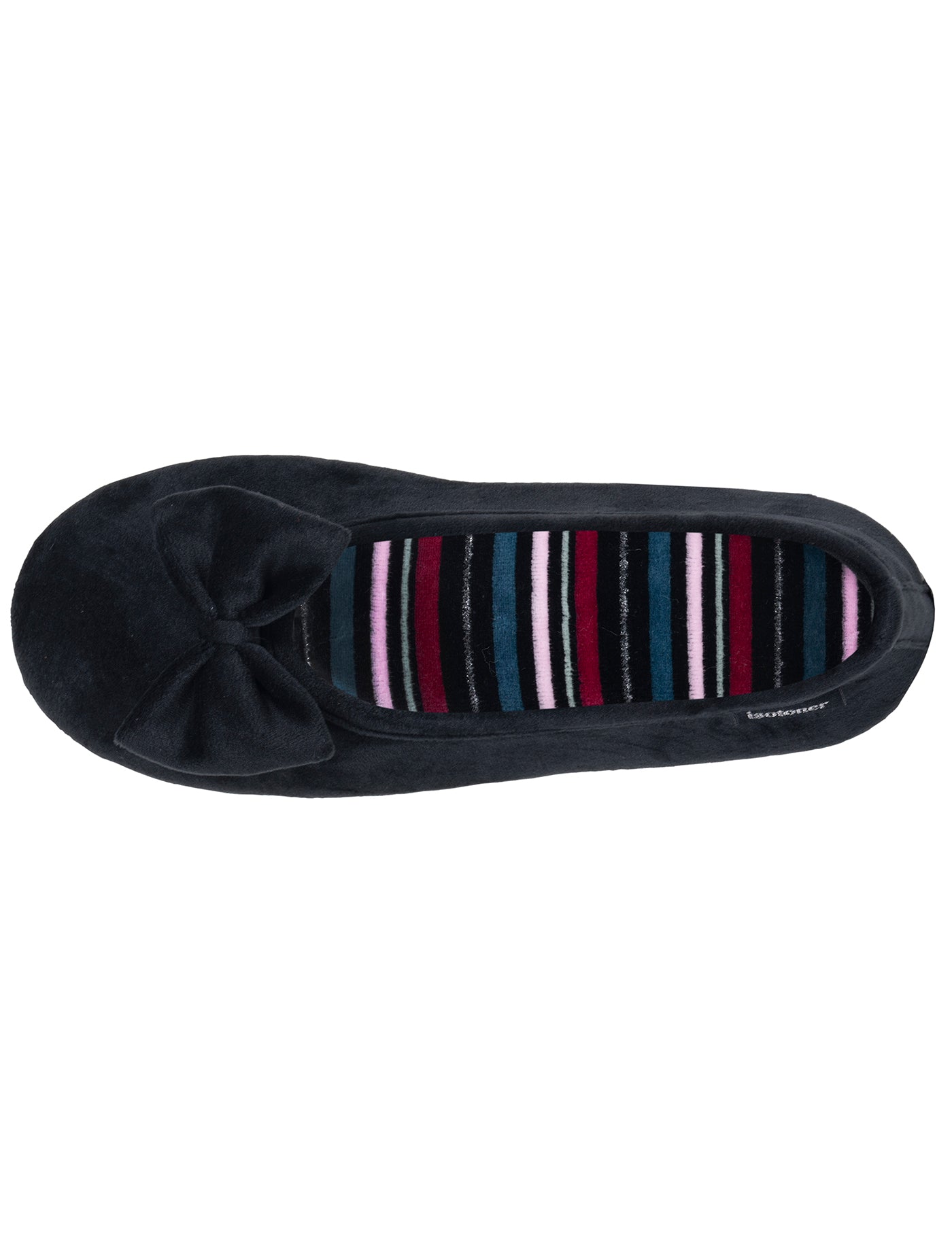 isotoner-chaussons-ballerines-femme-noir-rayures-m-moire-de-forme image 7