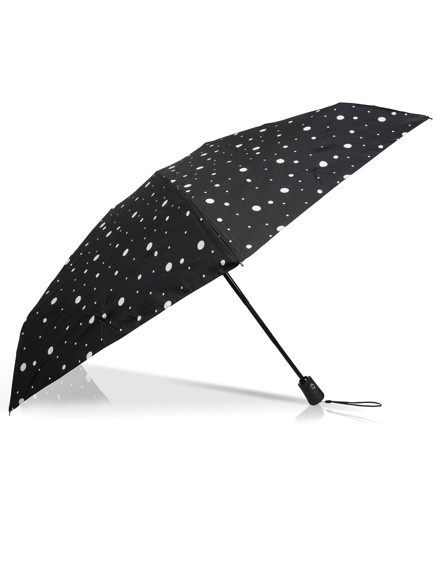 isotoner-parapluie-mini-auto-pois-noir-jaune image 7