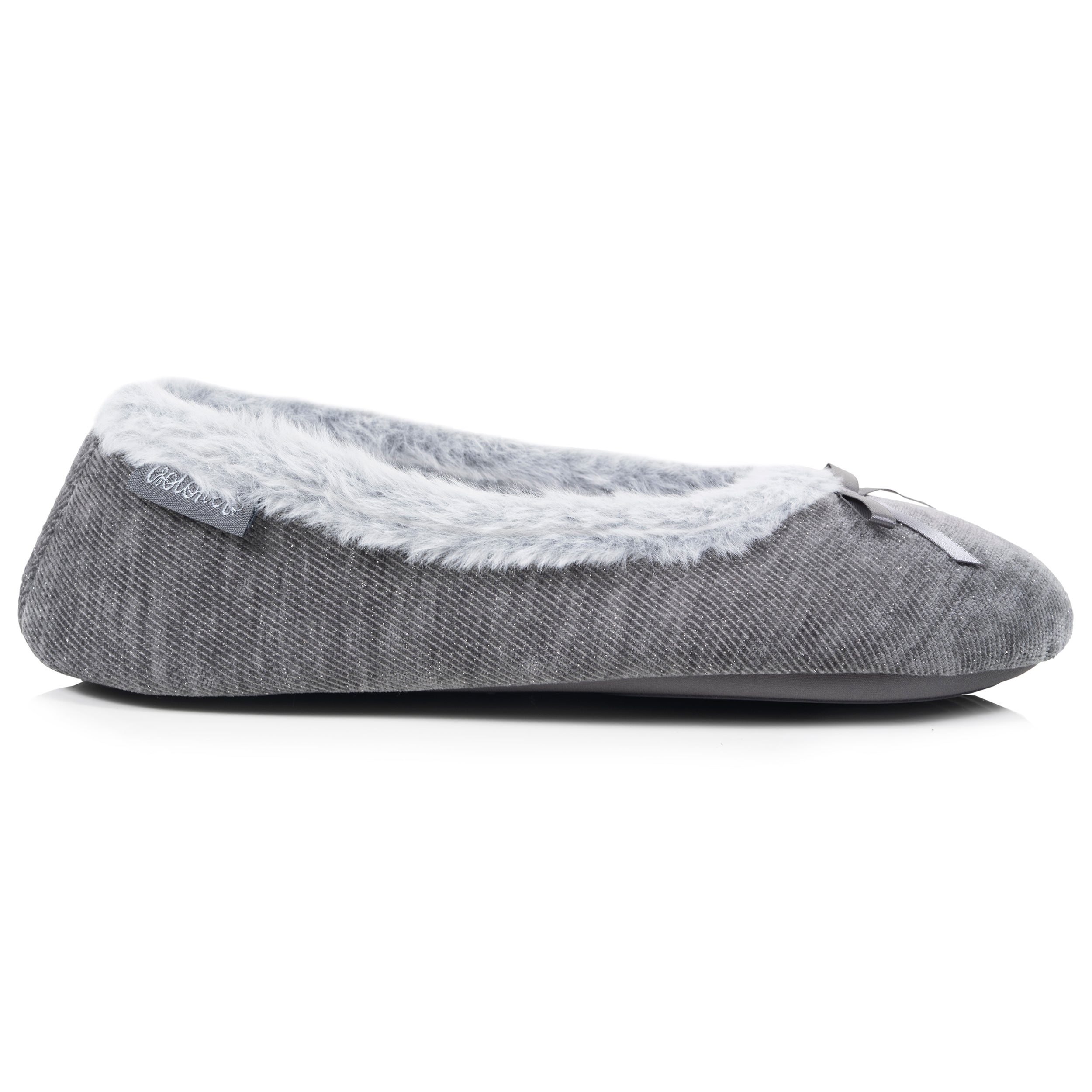 isotoner-chaussons-ballerines-femme-paillet-gris-fonc image 8