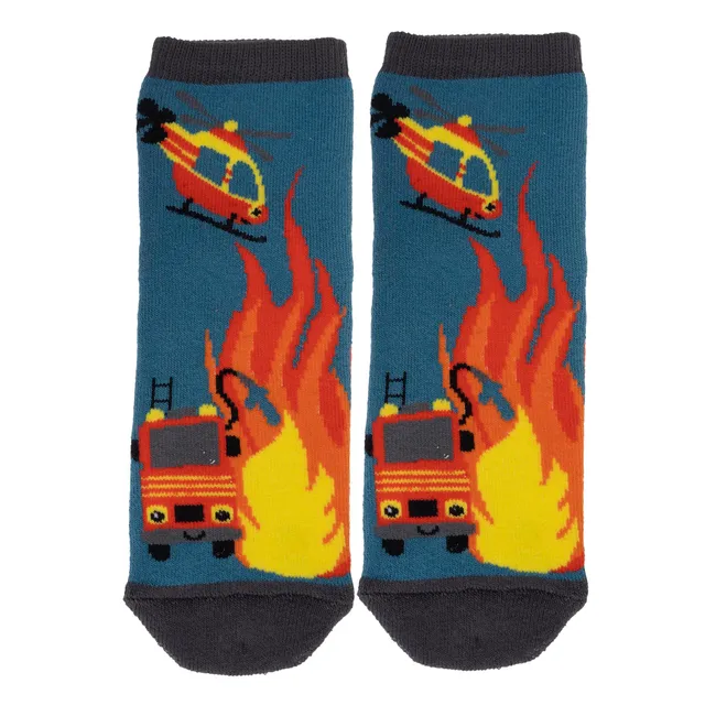 isotoner-chaussettes-antid-rapantes-gar-on-bleu-pompier-1-4-ans image 1