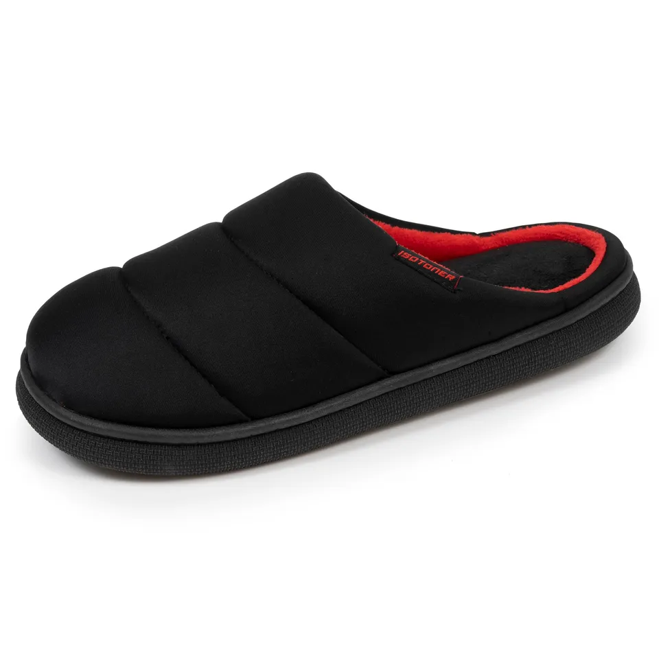 isotoner-chaussons-mules-homme-bloup-noir image 1