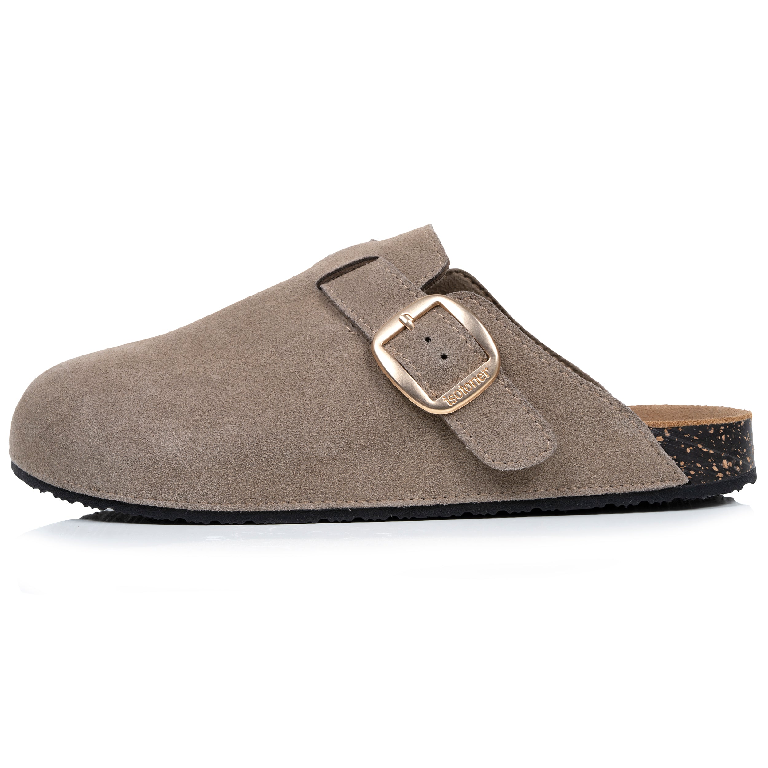 isotoner-mules-sabots-femme-cuir-taupe-everywear image 3
