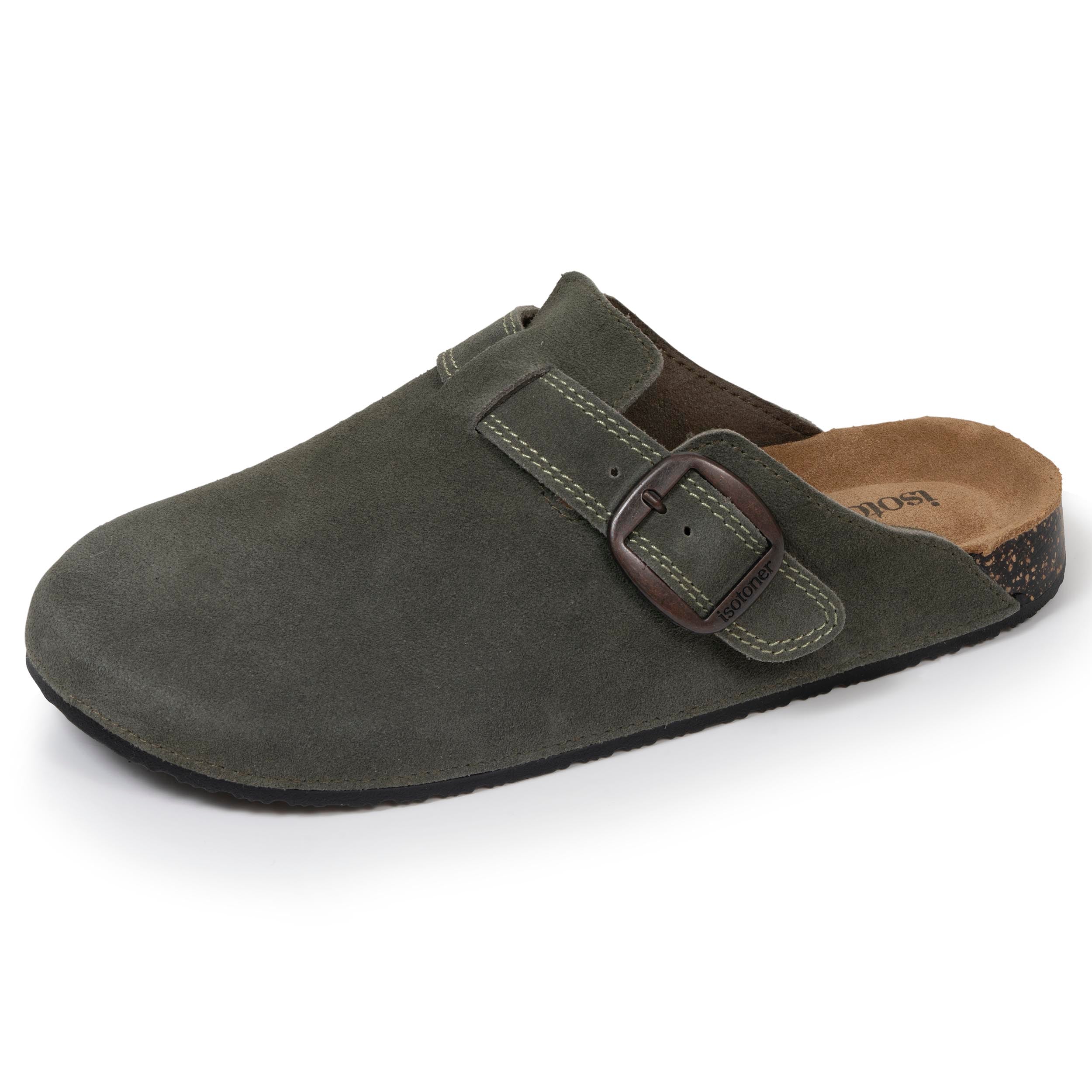 isotoner-sabots-femme-cuir-double-surpiq-res-kaki-xtra-flex image 1