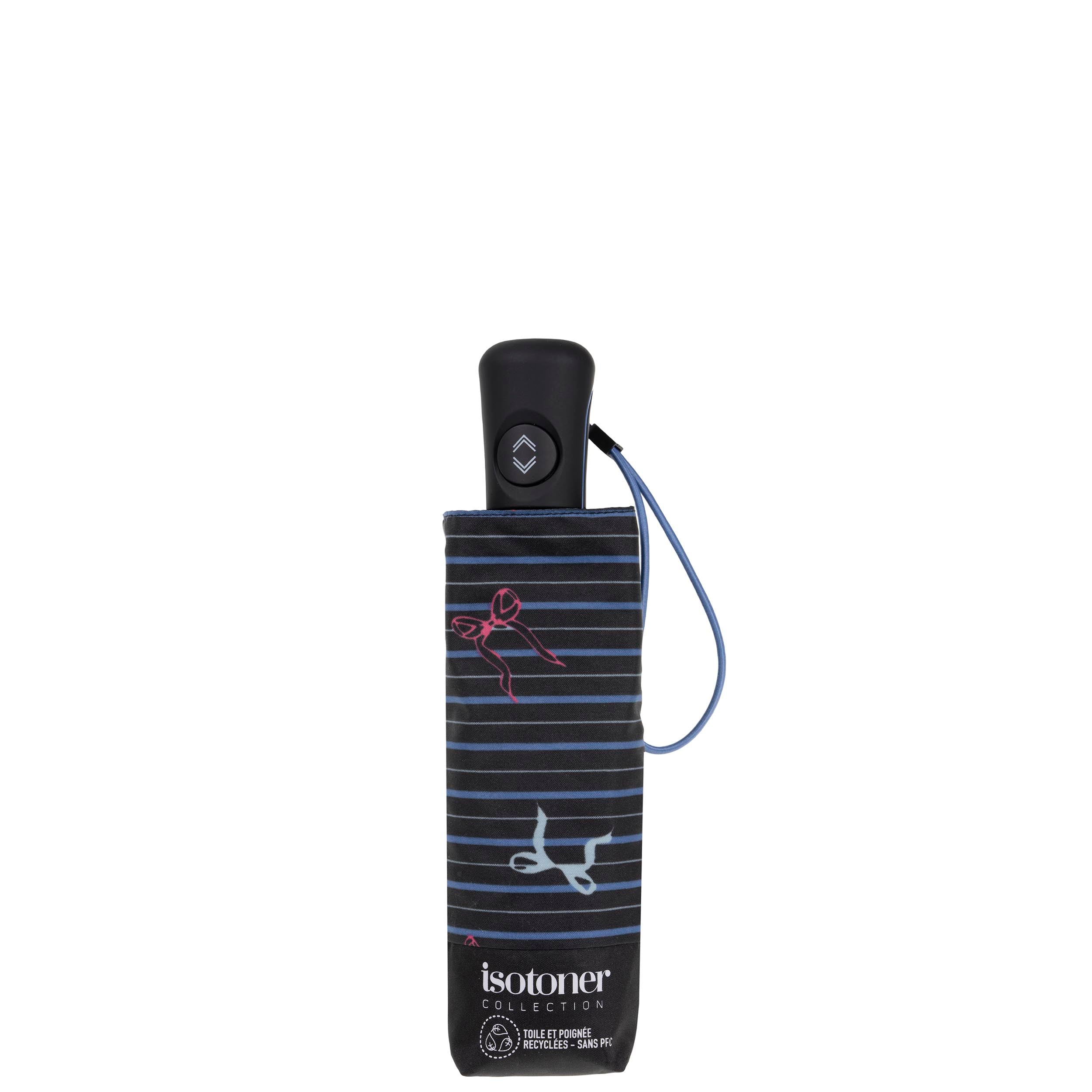 isotoner-parapluie-mini-auto-rayure-n-ud-bleu image 4
