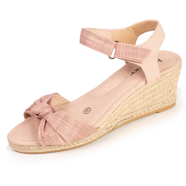 isotoner-espadrilles-femme-n-ud-talon-corde-rose image 1